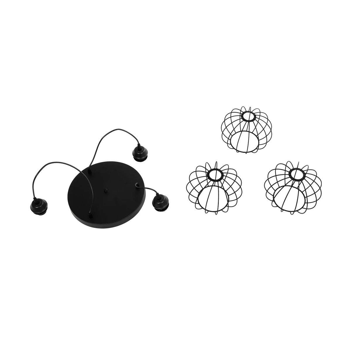 GLOBOSTAR® FLAMIA 201-0109 Vintage Κρεμαστό Φωτιστικό Οροφής με Ντουί 3 x E27 AC 220-240V IP20 - Μαύρο - Μ44 x Π44 x Υ66cm