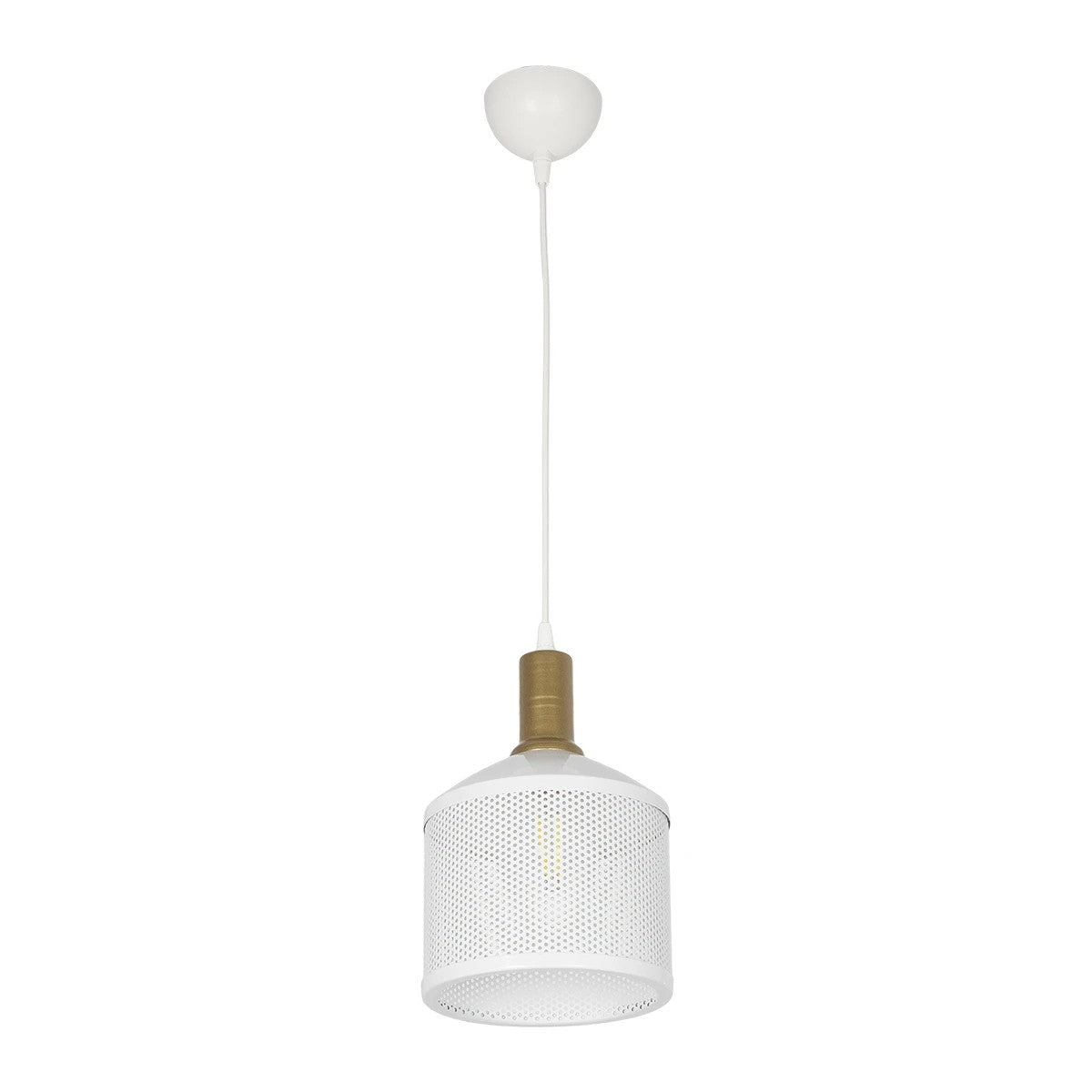 GLOBOSTAR® NETO 201-0129 Μοντέρνο Κρεμαστό Φωτιστικό Οροφής με Ντουί 1 x E27 AC 220-240V IP20 - Χρυσό & Λευκό - Μ18 x Π18 x Υ70cm