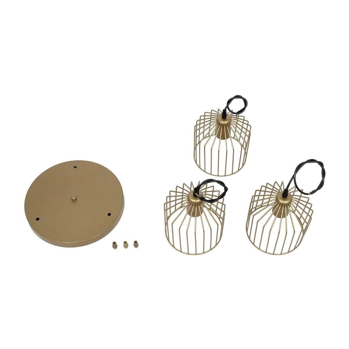 GLOBOSTAR® FLIXIO 201-0138 Vintage Κρεμαστό Φωτιστικό Οροφής με Ντουί 3 x E27 AC 220-240V IP20 - Χρυσό - Μ30 x Π30 x Υ70cm