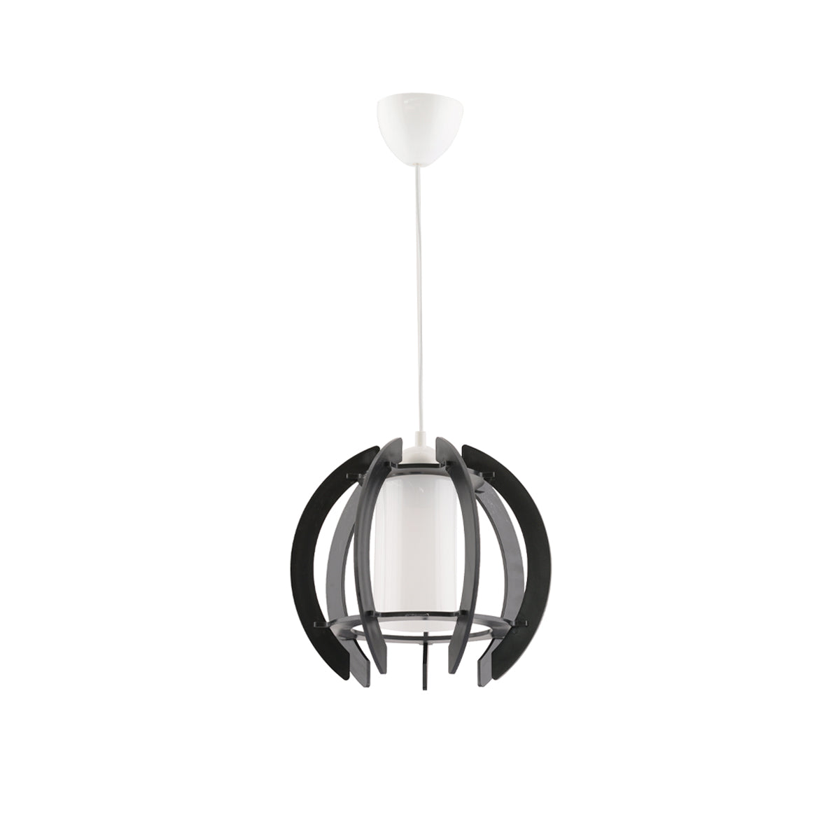 GloboStar® VIVIDUS 202-0028 Μοντέρνο Κρεμαστό Φωτιστικό Ανάρτηση Μονόφωτο 1 x E27 IP20 Μαύρο & Διάφανο Πλαστικό - Μ30 x Π30 x Υ70cm - ledmania.gr