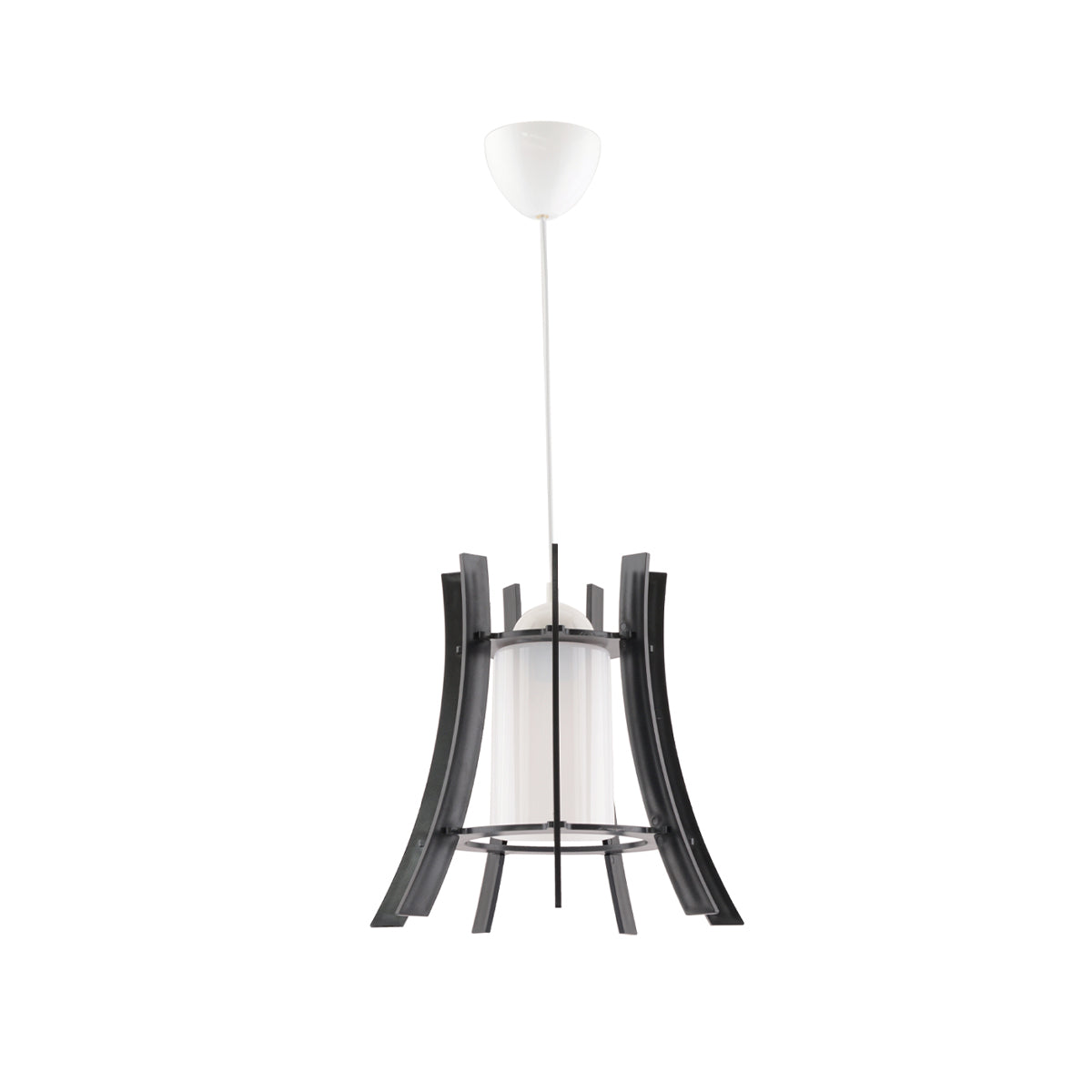 GloboStar® VIVIDUS 202-0029 Μοντέρνο Κρεμαστό Φωτιστικό Ανάρτηση Μονόφωτο 1 x E27 IP20 Μαύρο & Διάφανο Πλαστικό - Μ30 x Π30 x Υ70cm - ledmania.gr