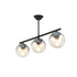 GloboStar® CITY 202-0043 Μοντέρνο Κρεμαστό Φωτιστικό Μπάλα Τρίφωτο 3 x E27 IP20 Μαύρο Μέταλλο με Διάφανο Γυαλί - Μ55 x Π15 x Υ43cm - ledmania.gr
