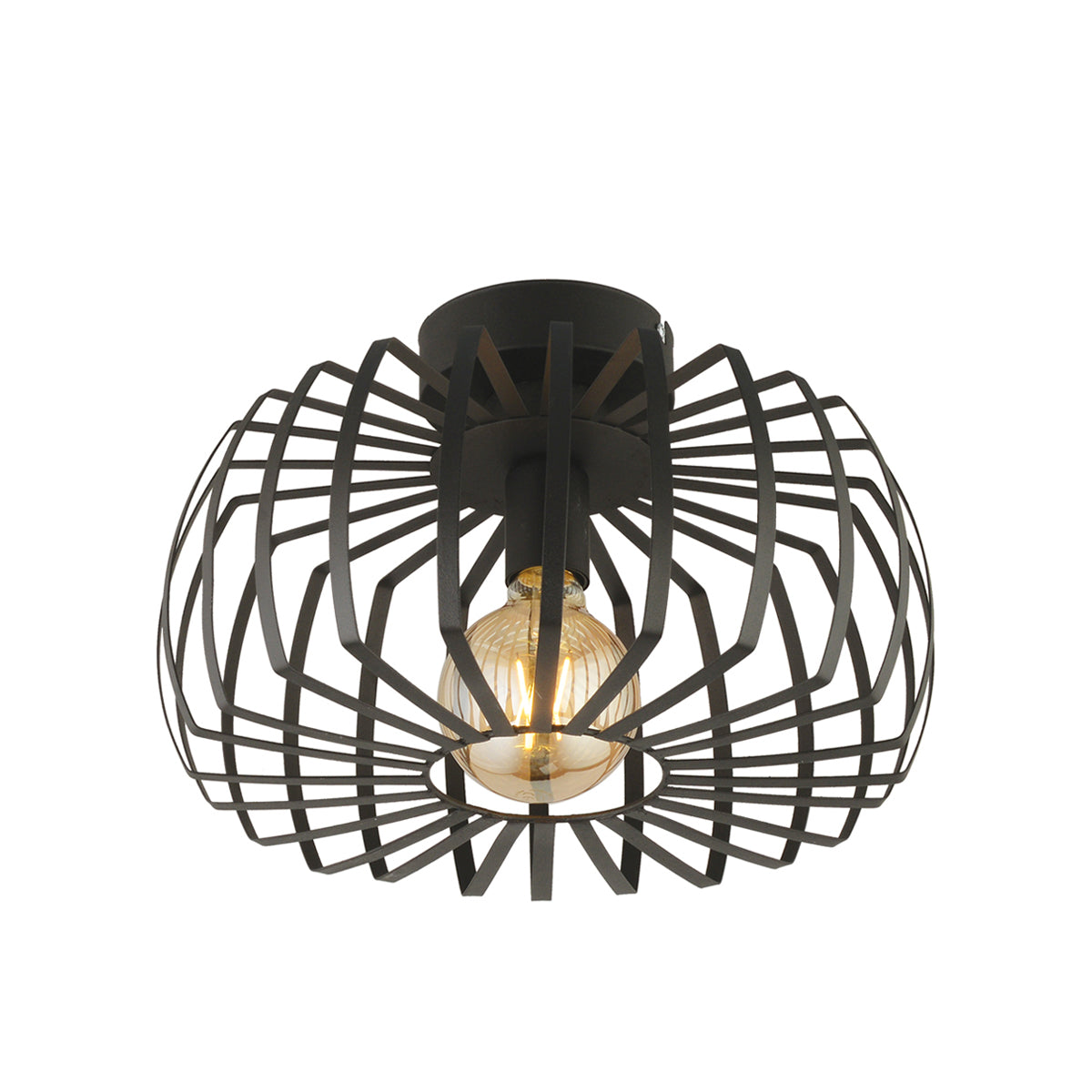 GloboStar® STAR 202-0054 Μοντέρνο Φωτιστικό Οροφής Πλέγμα Μονόφωτο 1 x E27 IP20 Μαύρο Μέταλλο - Μ40 x Π40 x Υ27cm - ledmania.gr