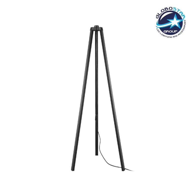 GloboStar® TRIPOD 203-0258 Μοντέρνο Επιδαπέδιο Φωτιστικό Μονόφωτο 1 x E27 IP20 Μαύρο Ξύλο - Μ38 x Π38 x Υ120cm - ledmania.gr