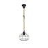 GloboStar® TALAH 203-0008 Vintage Κρεμαστό Φωτιστικό Σχοινί Μονόφωτο 1 x E27 IP20 Μαύρο Μέταλλο με Μπεζ Σχοινί - Μ14 x Π14 x Υ61.5cm - ledmania.gr