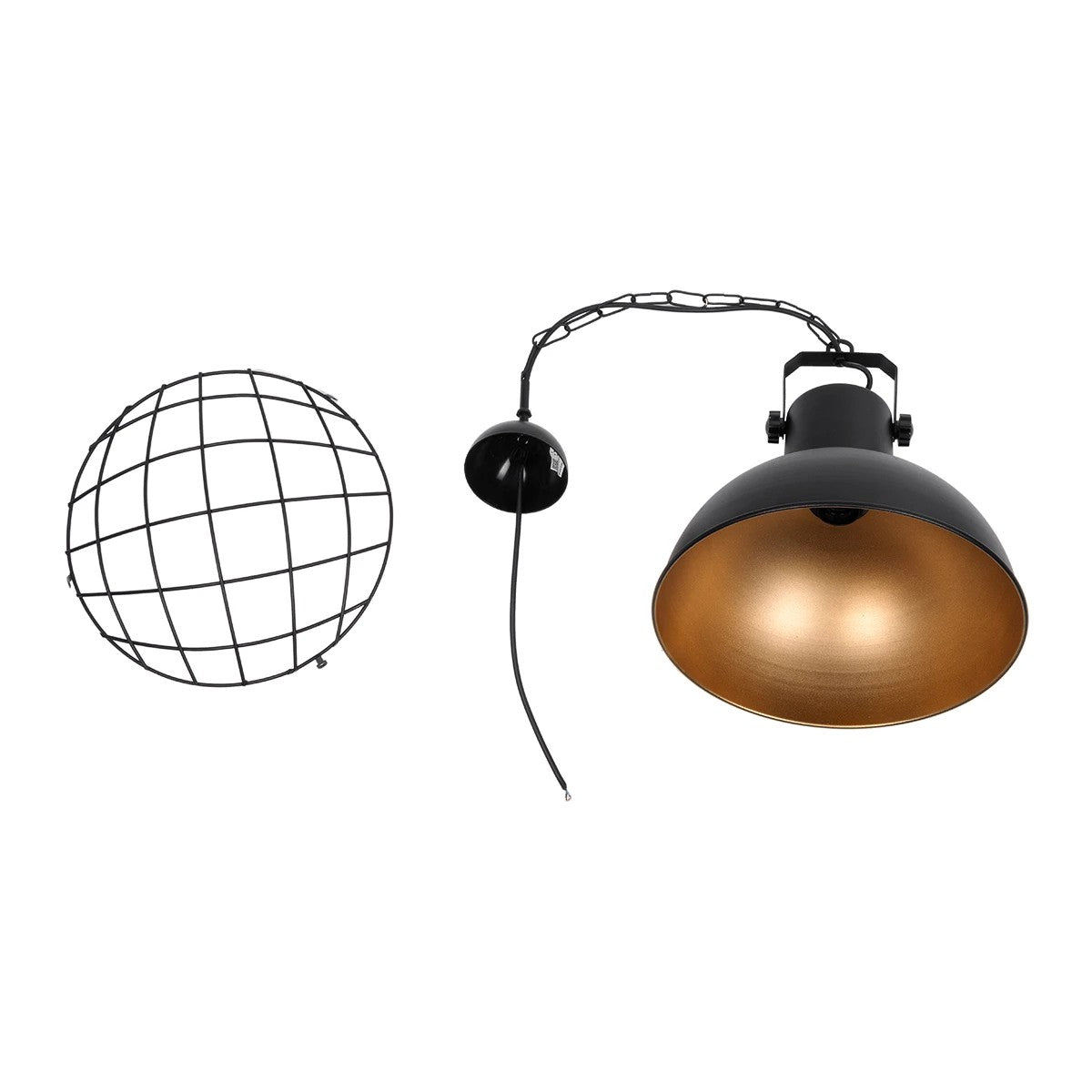 GLOBOSTAR® SIERRA 203-0011 Vintage Κρεμαστό Φωτιστικό Οροφής με Ντουί 1 x E27 AC 220-240V IP20 - Μαύρο & Χρυσό - Μ30 x Π30 x Υ40cm - ledmania.gr