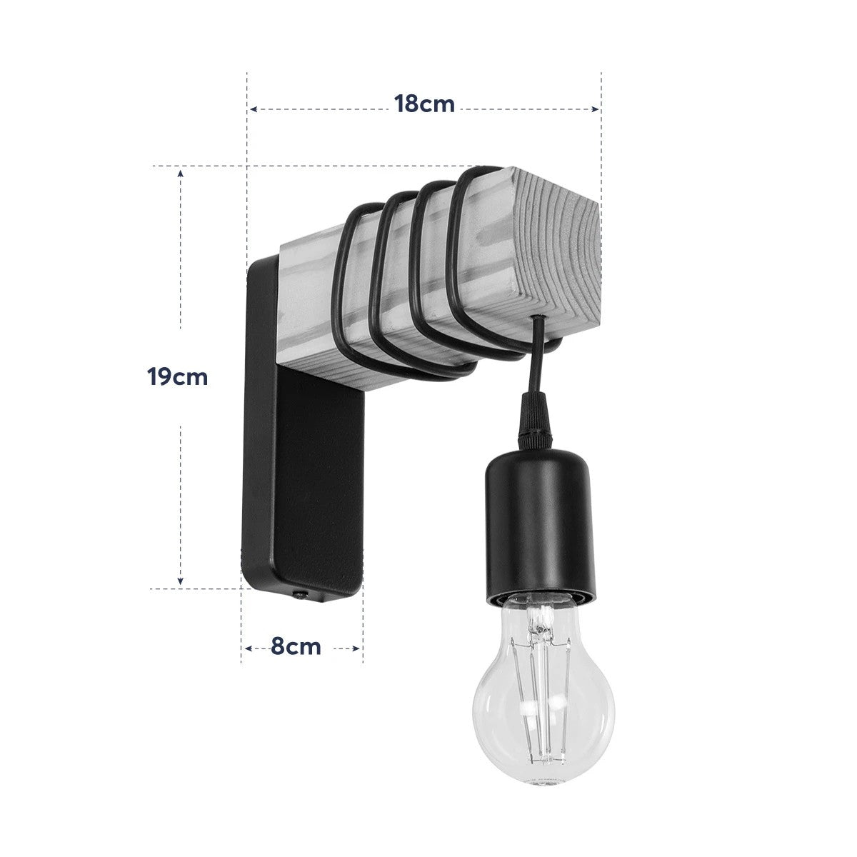 GLOBOSTAR® XYLO 203-0014 Μοντέρνο Φωτιστικό Τοίχου - Απλίκα με Ντουί 1 x E27 AC 220-240V IP20 - Μαύρο & Μπεζ - Μ18 x Π18 x Υ19cm
