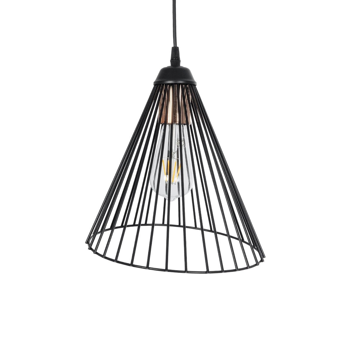 GLOBOSTAR® ARCWIRE LE-203-0015 Μοντέρνο Κρεμαστό Φωτιστικό Οροφής με Ντουί 1 x E27 AC 220-240V IP20 - Μαύρο - Μ25 x Π25 x Υ30cm