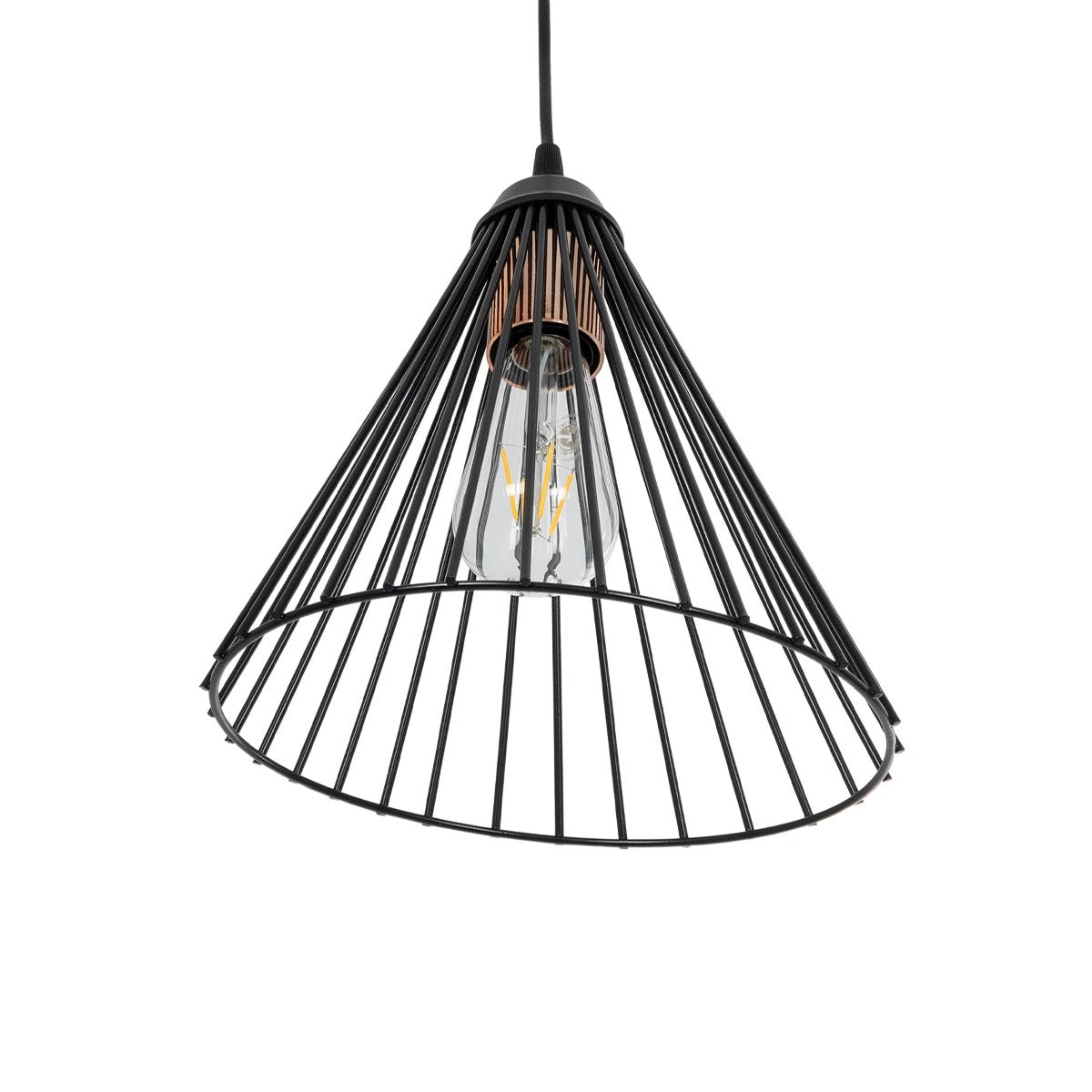 GLOBOSTAR® ARCWIRE LE-203-0015 Μοντέρνο Κρεμαστό Φωτιστικό Οροφής με Ντουί 1 x E27 AC 220-240V IP20 - Μαύρο - Μ25 x Π25 x Υ30cm
