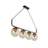GloboStar® LATTICE 203-0018 Μοντέρνο Φωτιστικό Ράγα Πολύφωτο 4 x E27 IP20 Μαύρο Μέταλλο με Φιμέ Γυάλινες Μπάλες - Μ78 x Π35 x Υ62cm - ledmania.gr
