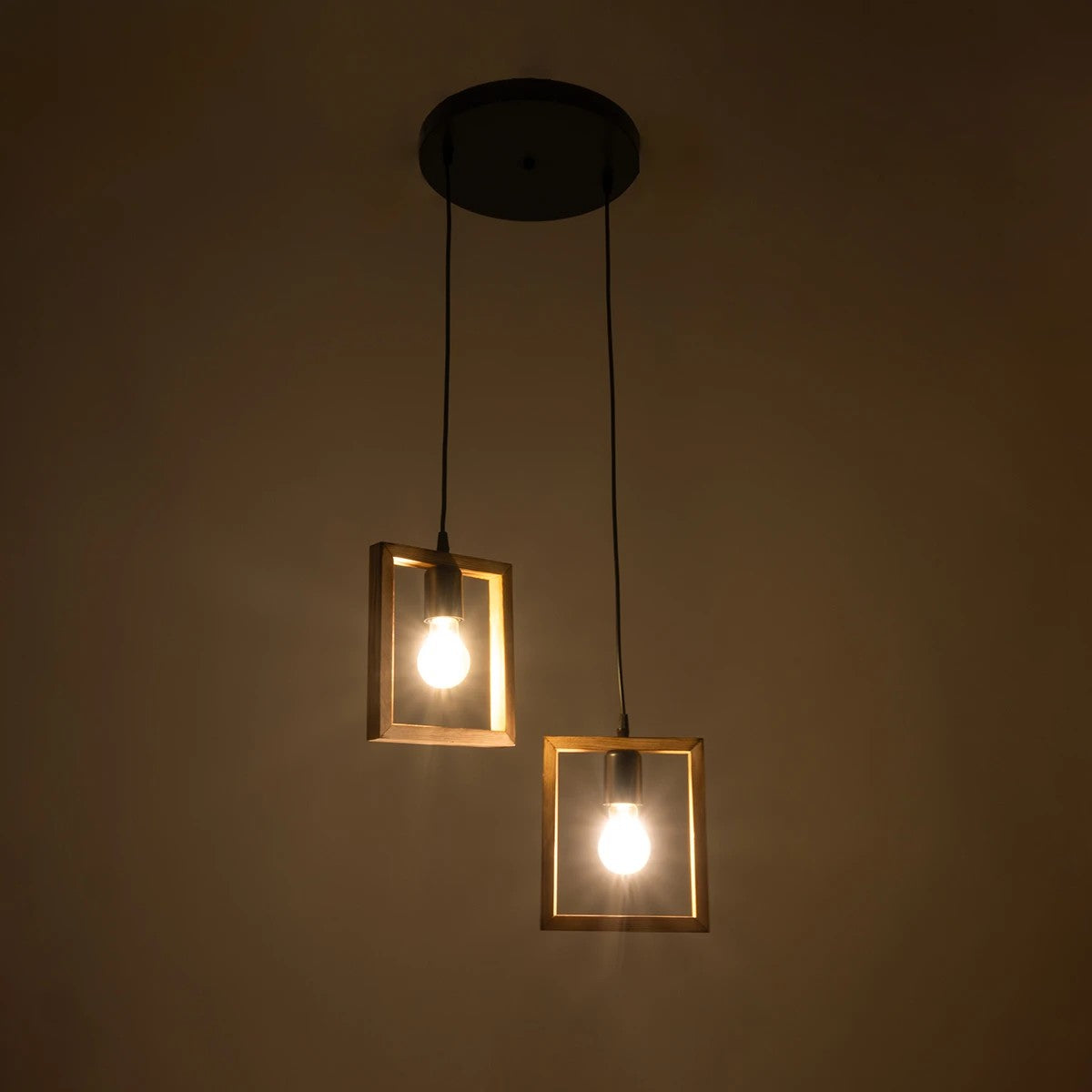 GLOBOSTAR® EDISON 203-0021 Vintage Κρεμαστό Φωτιστικό Οροφής με Ντουί 2 x E27 AC 220-240V IP20 - Μπεζ & Μαύρο - Μ40 x Π20 x Υ45cm - ledmania.gr