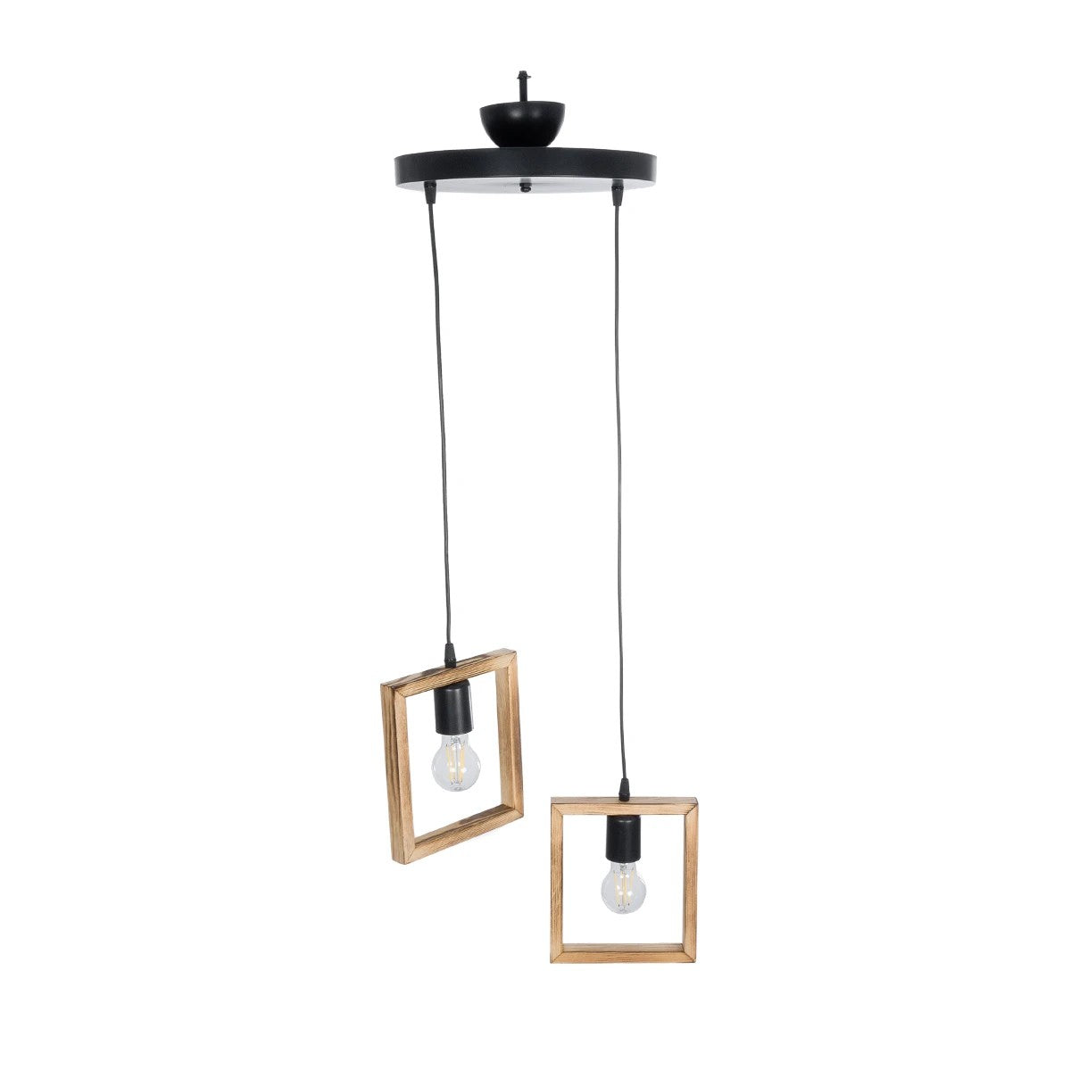 GLOBOSTAR® EDISON 203-0021 Vintage Κρεμαστό Φωτιστικό Οροφής με Ντουί 2 x E27 AC 220-240V IP20 - Μπεζ & Μαύρο - Μ40 x Π20 x Υ45cm - ledmania.gr