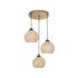 GloboStar® YASAM 203-0024 Vintage Κρεμαστό Φωτιστικό Πλέγμα Τρίφωτο 3 x E27 IP20 Μπεζ Ρατάν - Μ42 x Π42 x Υ54cm - ledmania.gr