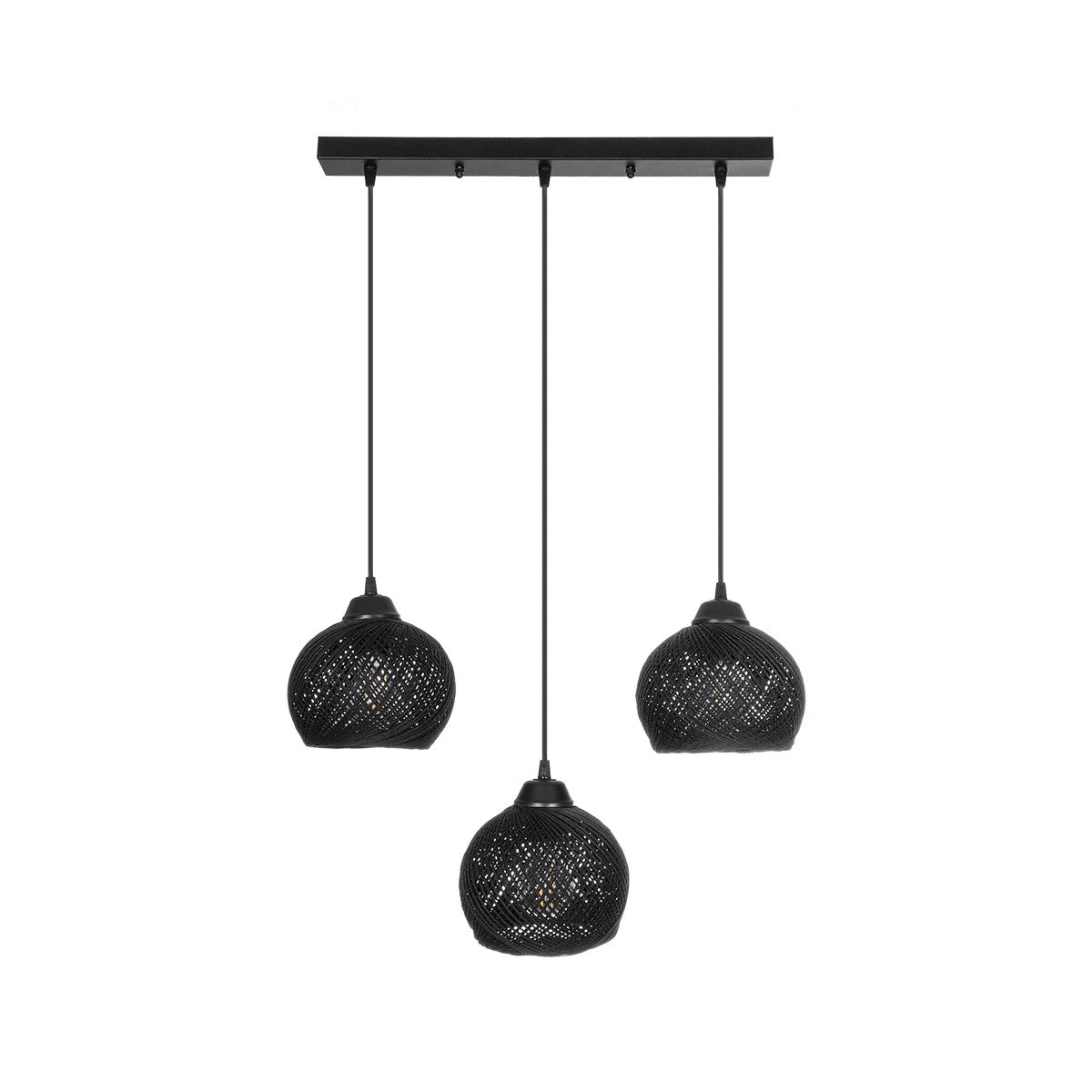 GLOBOSTAR® YASAM 203-0026 Vintage Κρεμαστό Φωτιστικό Οροφής με Ντουί 3 x E27 AC 220-240V IP20 - Μαύρο - Μ45 x Π18 x Υ30cm - ledmania.gr