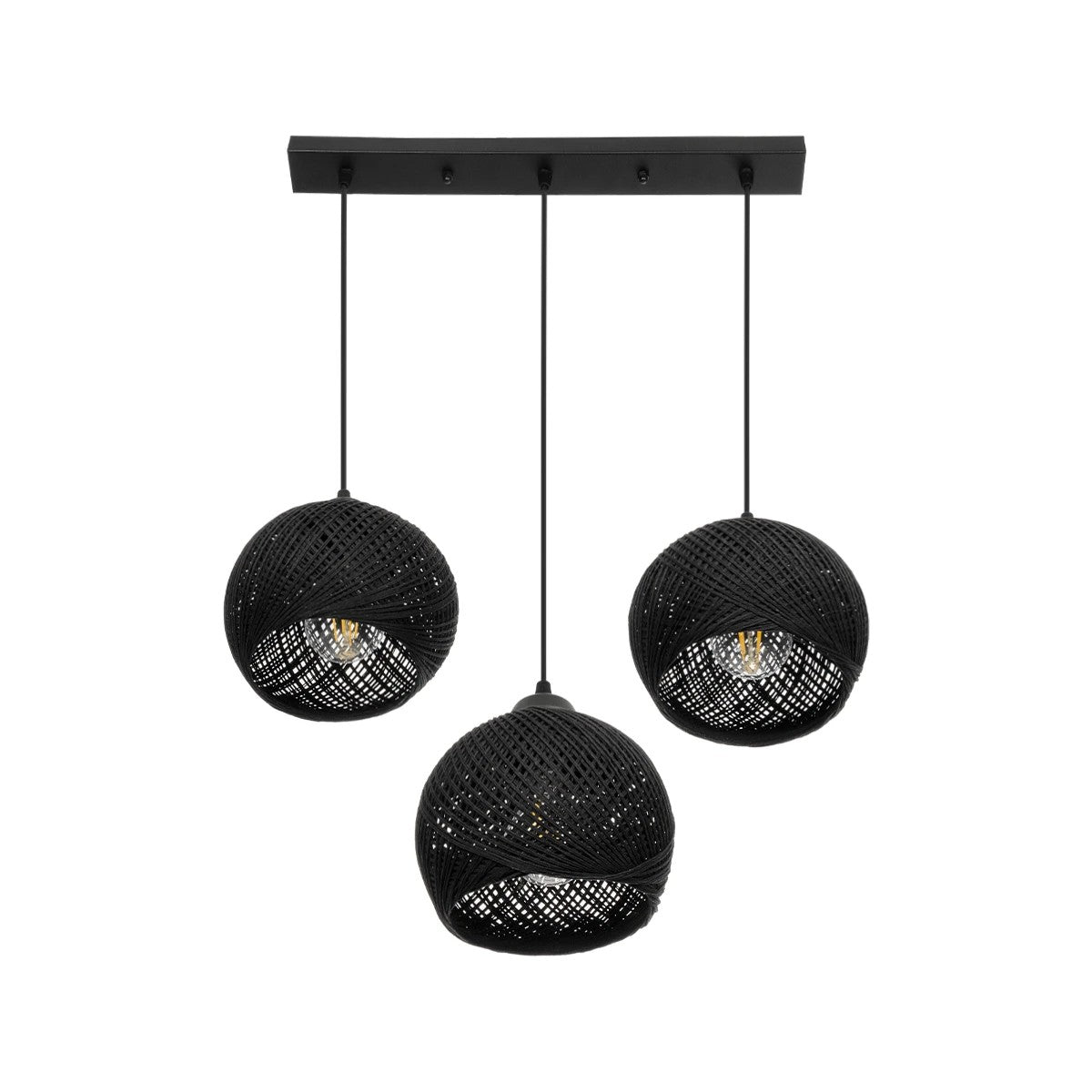 GLOBOSTAR® YASAM 203-0026 Vintage Κρεμαστό Φωτιστικό Οροφής με Ντουί 3 x E27 AC 220-240V IP20 - Μαύρο - Μ45 x Π18 x Υ30cm - ledmania.gr