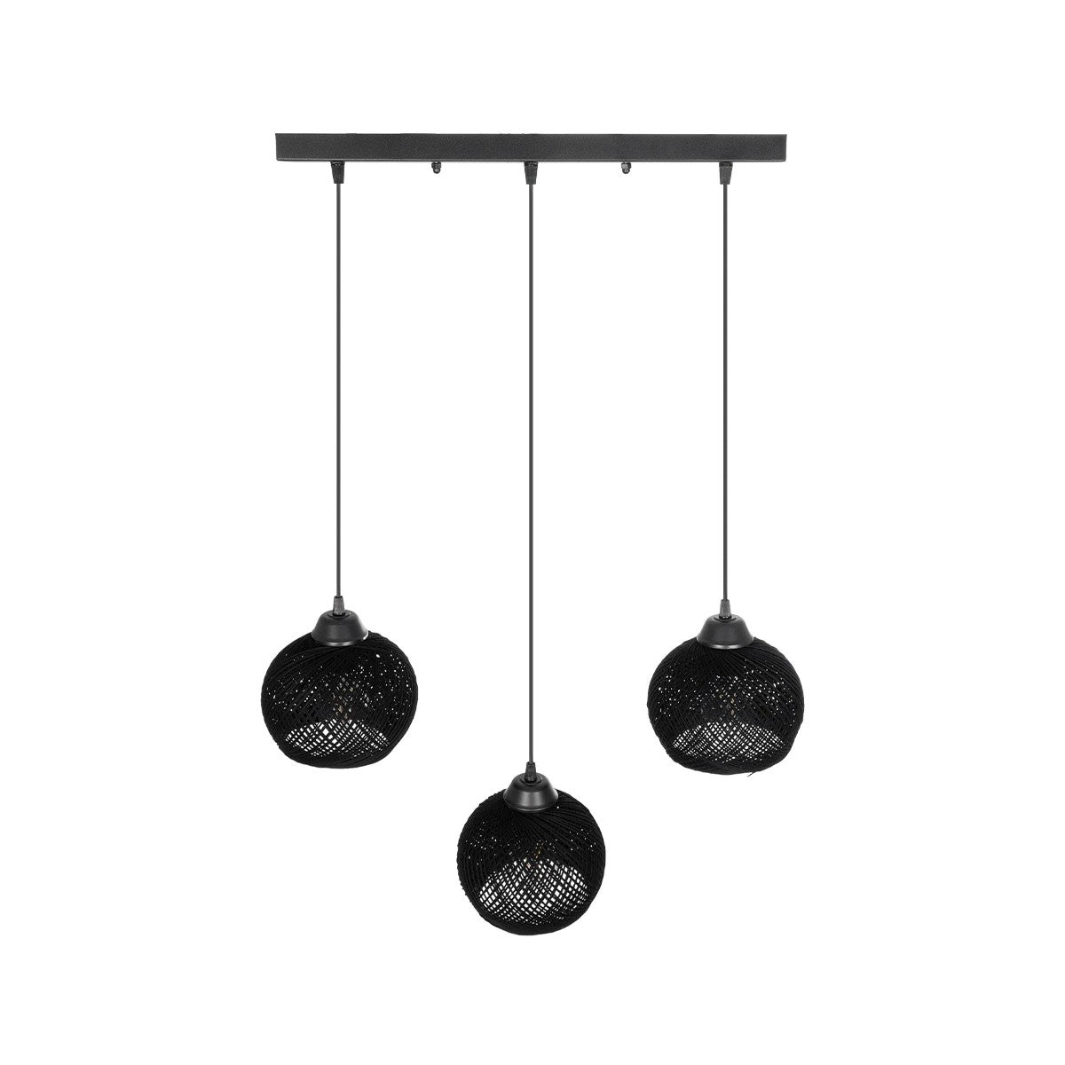 GLOBOSTAR® YASAM 203-0026 Vintage Κρεμαστό Φωτιστικό Οροφής με Ντουί 3 x E27 AC 220-240V IP20 - Μαύρο - Μ45 x Π18 x Υ30cm - ledmania.gr