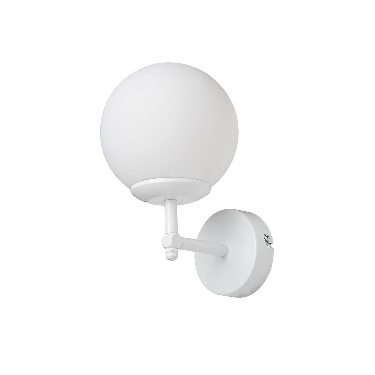 GloboStar® DALPH 203-0030 Vintage Επιτοίχιο Φωτιστικό Απλίκα Μπάλα Μονόφωτο 1 x E27 IP20 Λευκό Μέταλλο με Γαλακτερή Γυάλινη Μπάλα - M15 x Π18 x Υ24.5cm - ledmania.gr