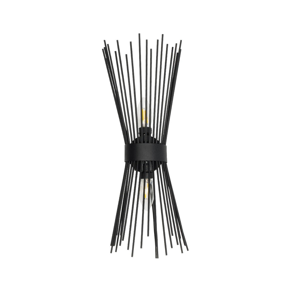 GLOBOSTAR® HORN 203-0043 Vintage Φωτιστικό Τοίχου - Απλίκα με Ντουί 2 x E14 AC 220-240V IP20 - Μαύρο - Μ14 x Π17 x Υ44.5cm - ledmania.gr