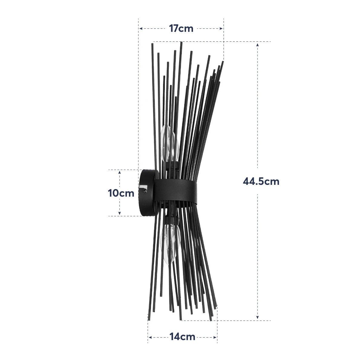 GLOBOSTAR® HORN 203-0043 Vintage Φωτιστικό Τοίχου - Απλίκα με Ντουί 2 x E14 AC 220-240V IP20 - Μαύρο - Μ14 x Π17 x Υ44.5cm - ledmania.gr
