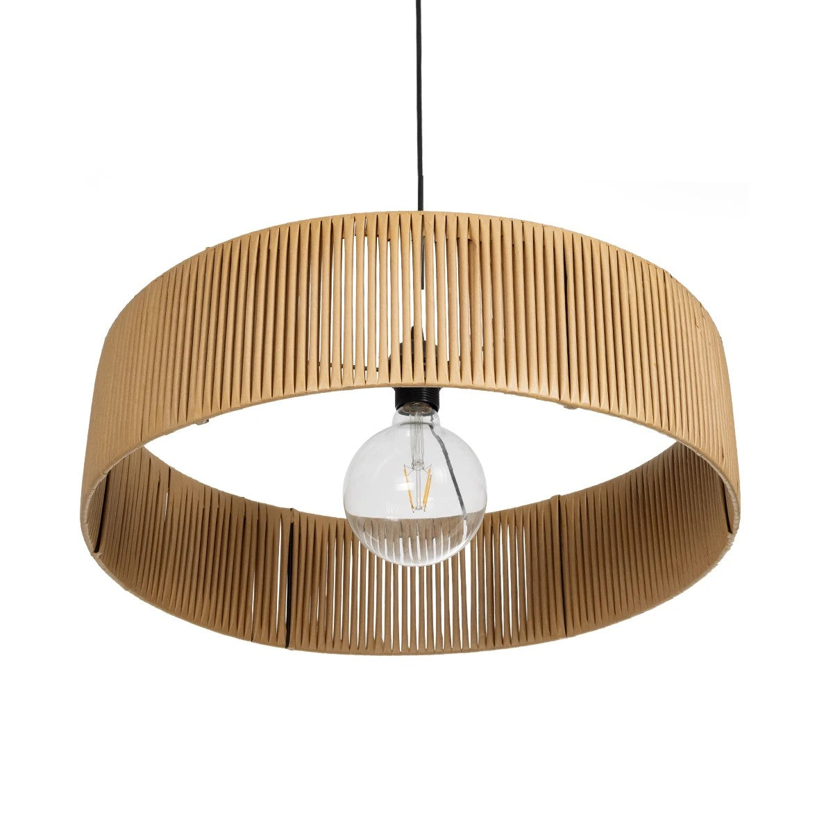 GLOBOSTAR® KYCLOS 203-0044 Boho Κρεμαστό Φωτιστικό Οροφής με Ντουί 1 x E27 AC 220-240V IP20 - Μπεζ - M55 x Π55 x Υ20cm