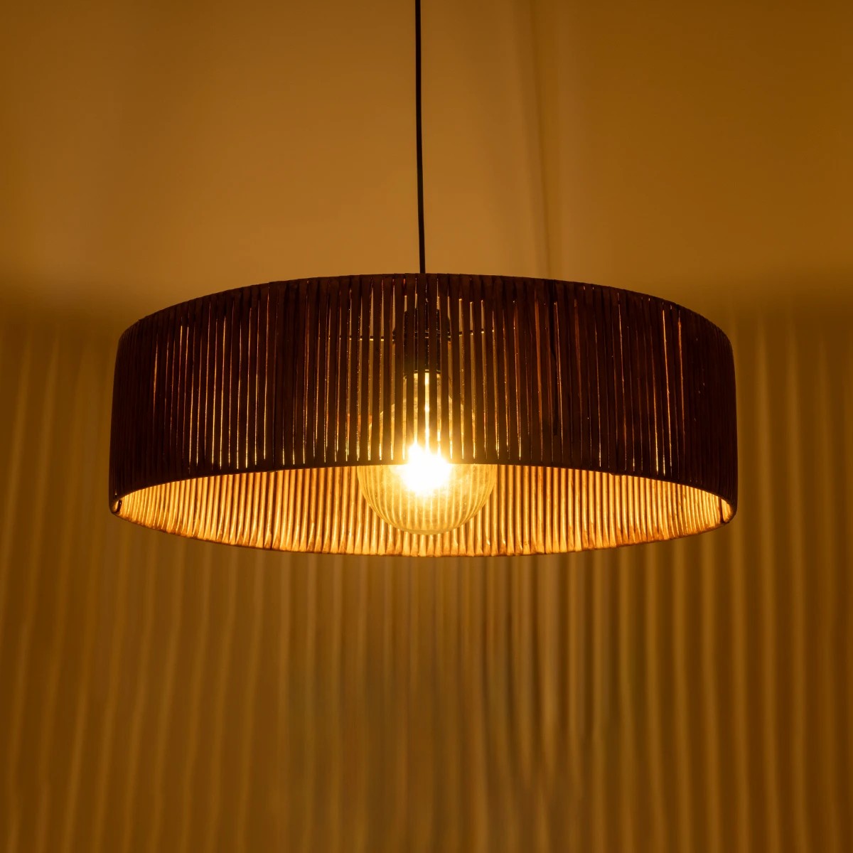 GLOBOSTAR® KYCLOS 203-0045 Boho Κρεμαστό Φωτιστικό Οροφής με Ντουί 1 x E27 AC 220-240V IP20 - Καφέ - M55 x Π55 x Υ20cm - ledmania.gr