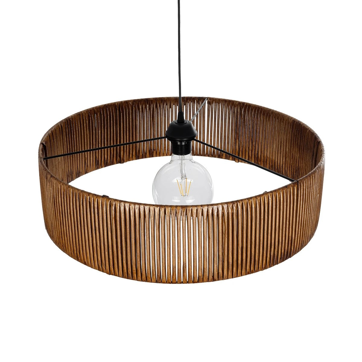 GLOBOSTAR® KYCLOS 203-0045 Boho Κρεμαστό Φωτιστικό Οροφής με Ντουί 1 x E27 AC 220-240V IP20 - Καφέ - M55 x Π55 x Υ20cm - ledmania.gr