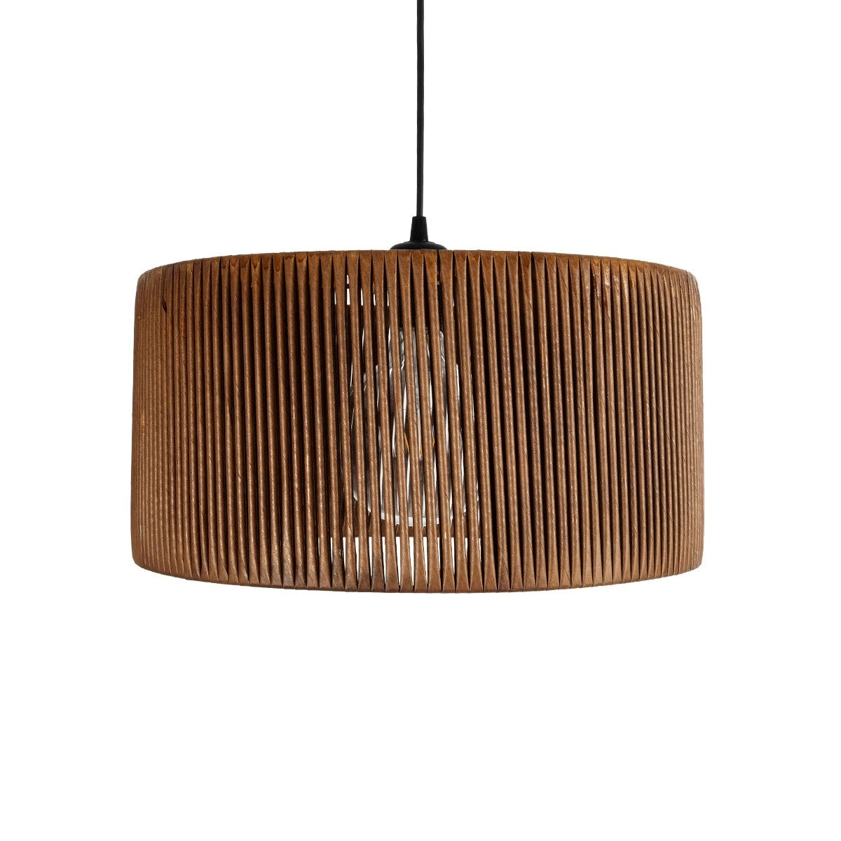 GloboStar® KYCLOS 203-0047 Boho Κρεμαστό Φωτιστικό Καπέλο Μονόφωτο 1 x E27 IP20 Καφέ Rattan - M40 x Π40 x Υ25.5cm - ledmania.gr