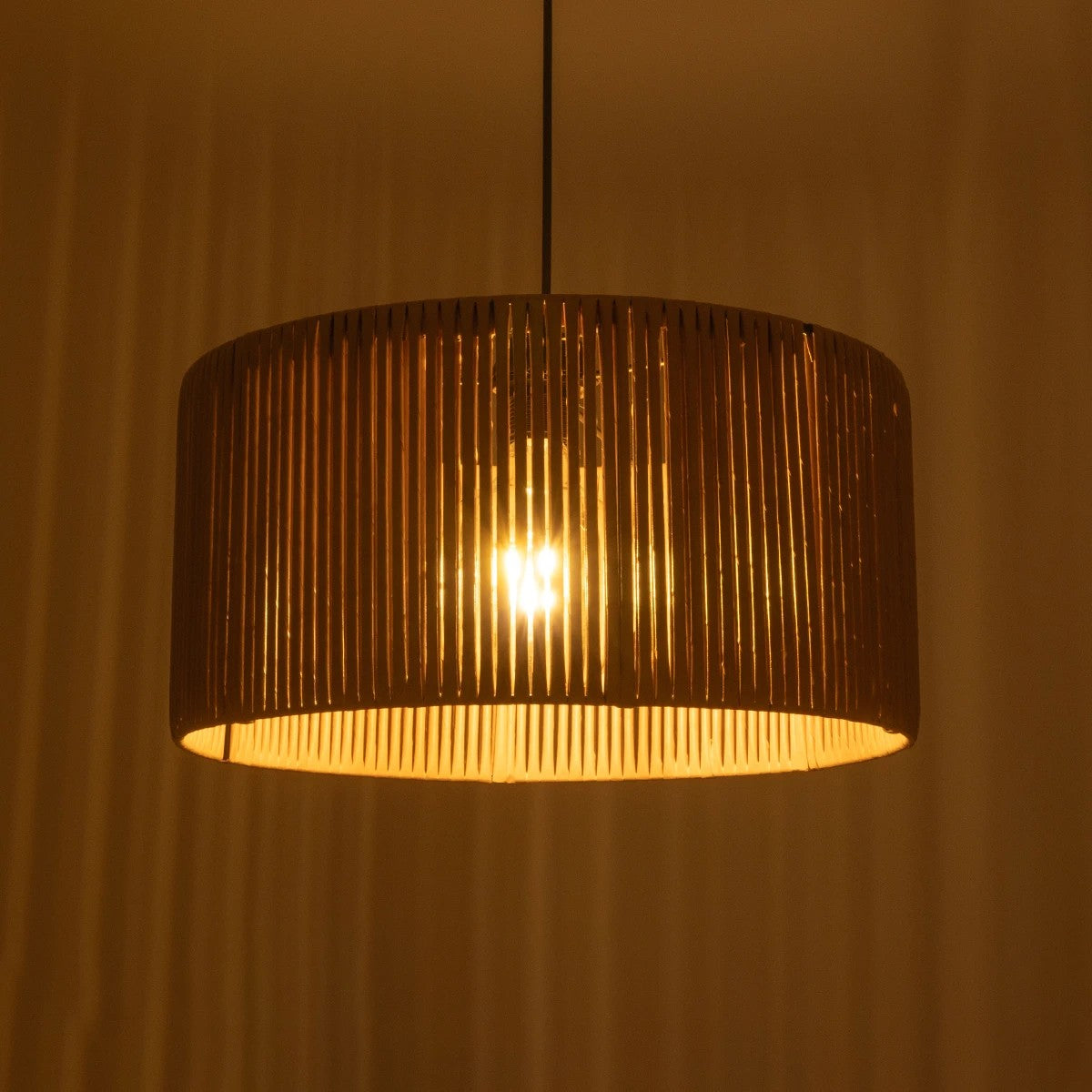 GLOBOSTAR® KYCLOS 203-0049 Boho Κρεμαστό Φωτιστικό Οροφής με Ντουί 1 x E27 AC 220-240V IP20 - Μπεζ - M40 x Π40 x Υ25.5cm - ledmania.gr