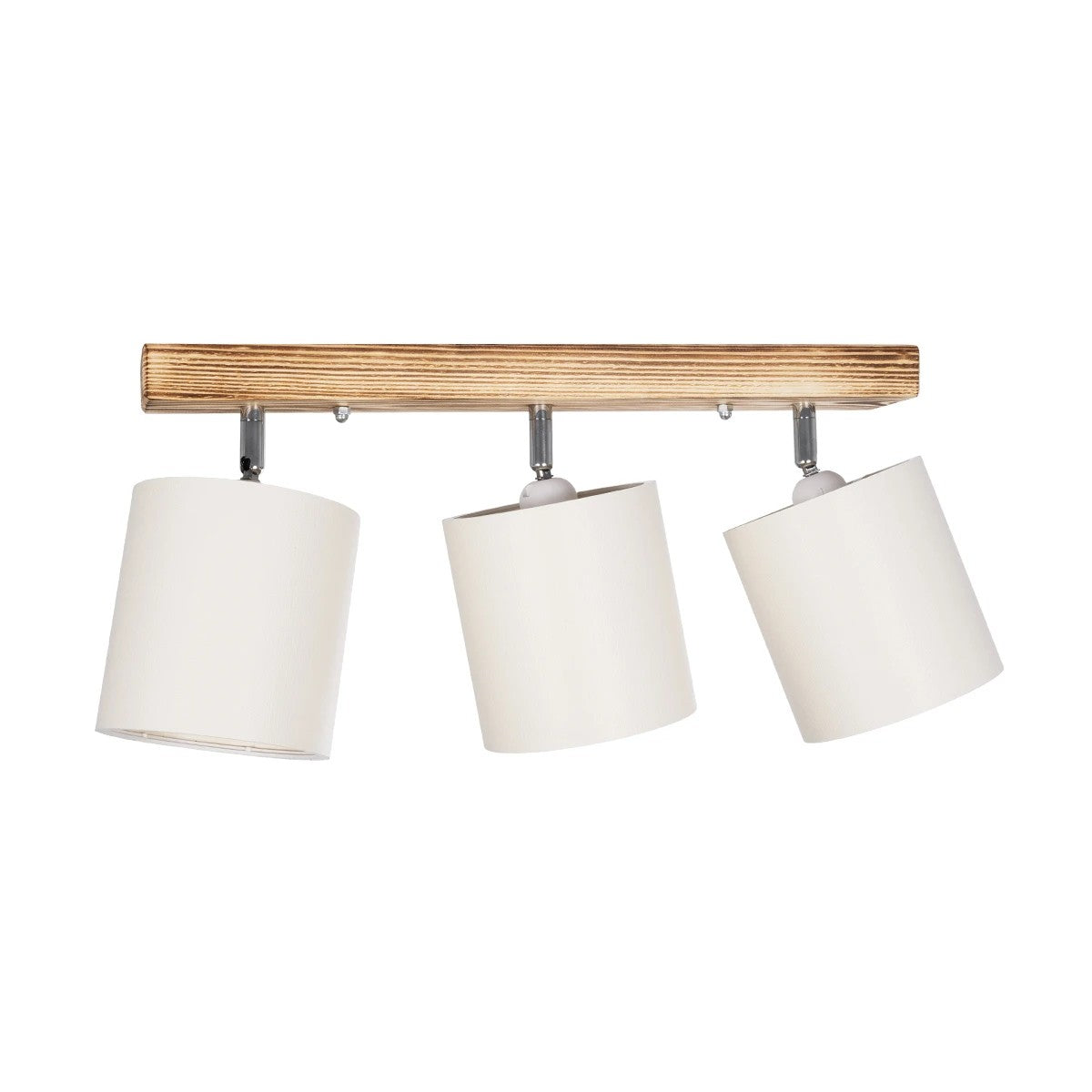 GloboStar® CUP 203-0055 Vintage Φωτιστικό Οροφής Ράγα Τρίφωτο 3 x E27 IP20 Μπεζ Ξύλο με Λευκό Ύφασμα - Μ60 x Π14 x Υ26cm - ledmania.gr