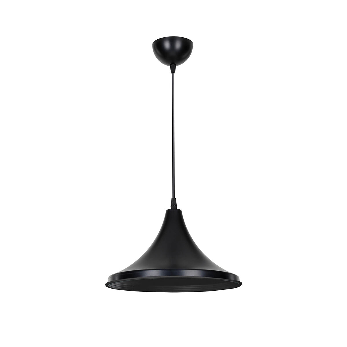 GloboStar® BELFRY 203-0078 Μοντέρνο Κρεμαστό Φωτιστικό Καμπάνα Μονόφωτο 1 x E27 IP20 Μαύρο Πλαστικό - Μ29.5 x Π29.5 x Υ90cm - ledmania.gr