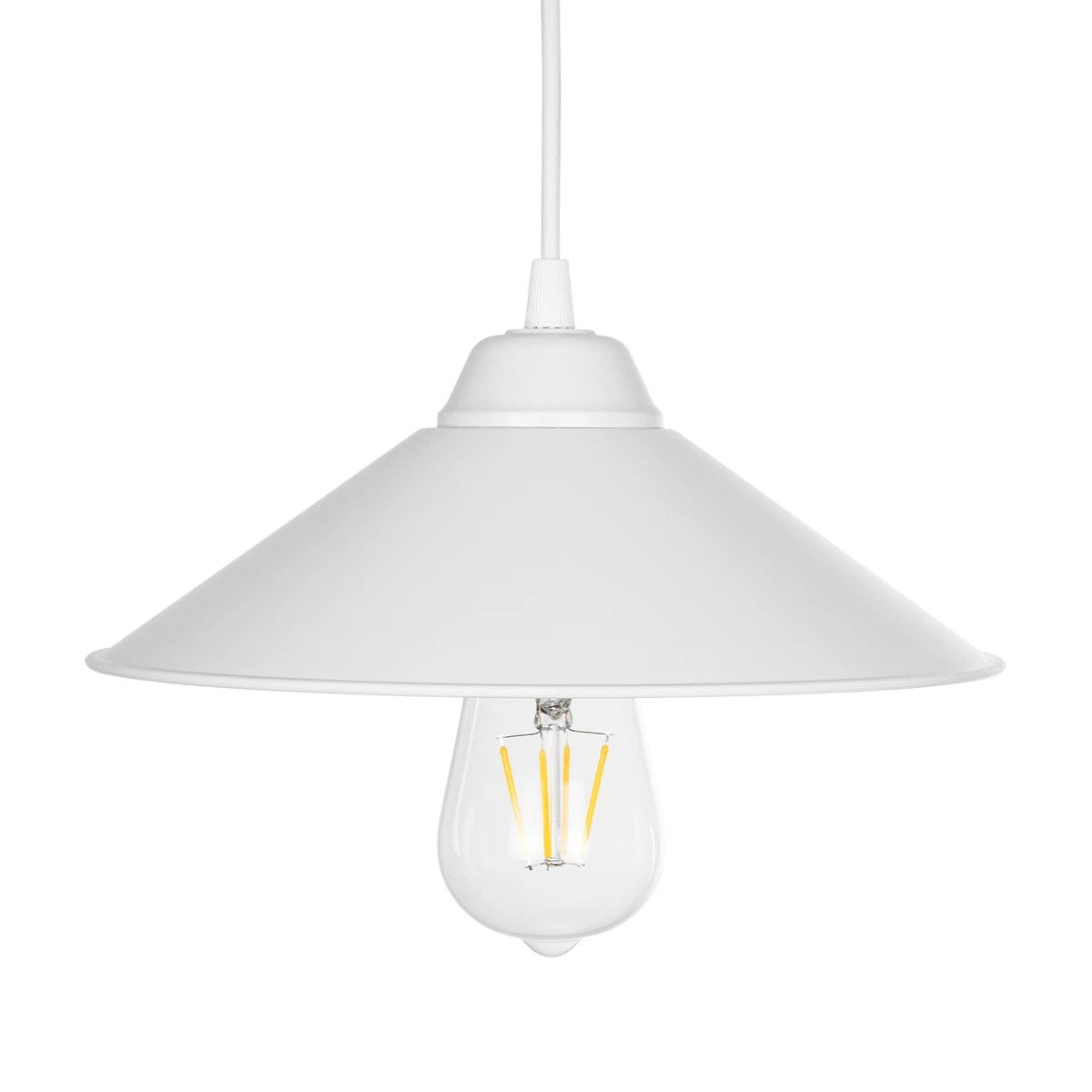 GLOBOSTAR® FONTE 203-0081 Μοντέρνο Κρεμαστό Φωτιστικό Οροφής με Ντουί 1 x E27 AC 220-240V IP20 - Λευκό - Μ22.5 x Π22.5 x Υ10cm - ledmania.gr