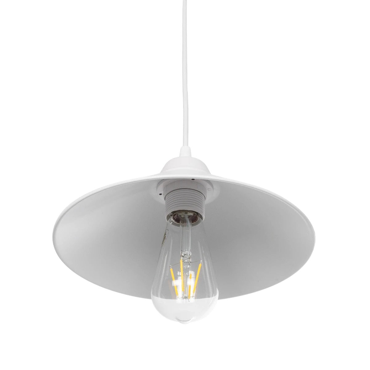 GLOBOSTAR® FONTE 203-0081 Μοντέρνο Κρεμαστό Φωτιστικό Οροφής με Ντουί 1 x E27 AC 220-240V IP20 - Λευκό - Μ22.5 x Π22.5 x Υ10cm - ledmania.gr