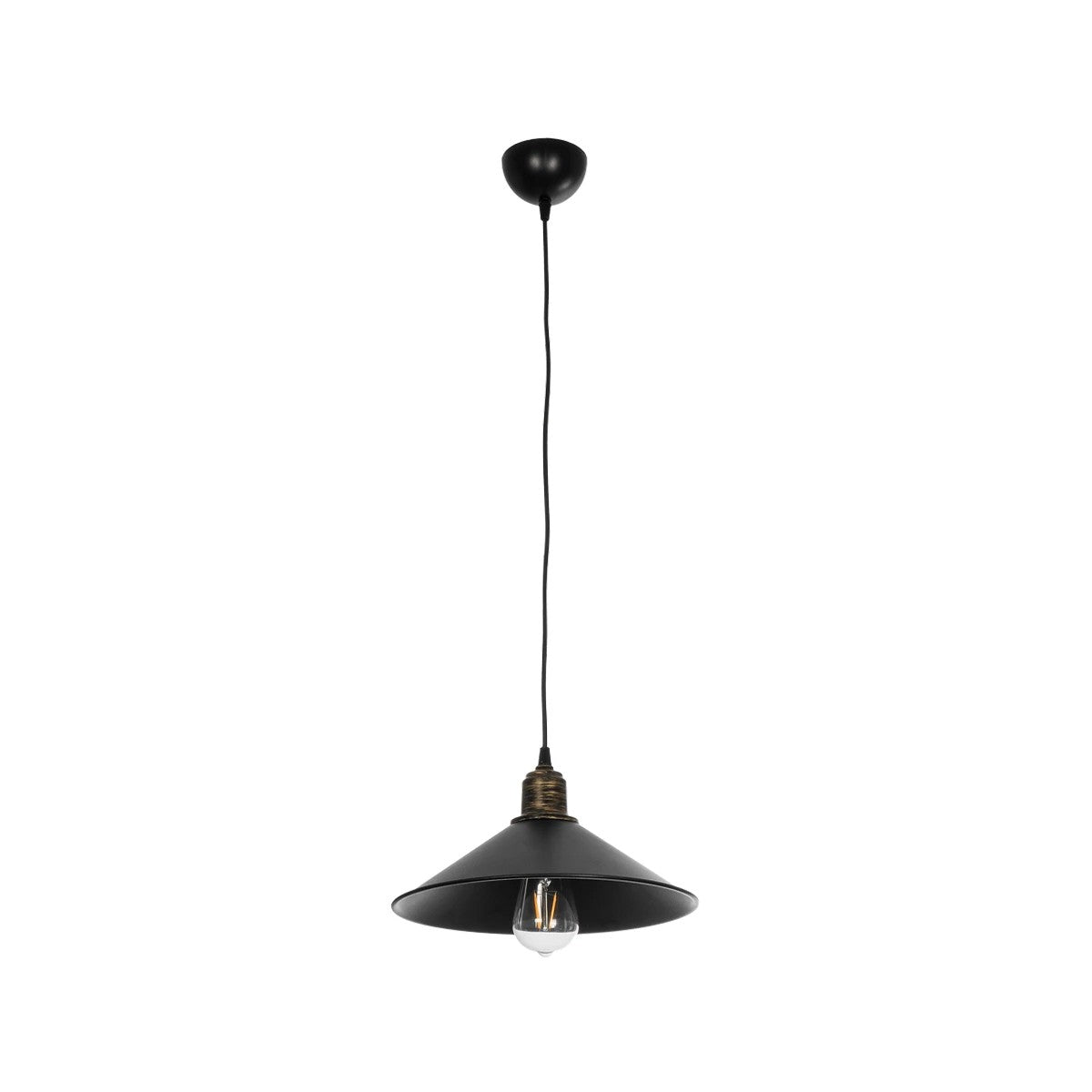GLOBOSTAR® FERRO 203-0082 Μοντέρνο Κρεμαστό Φωτιστικό Οροφής με Ντουί 1 x E27 AC 220-240V IP20 - Μαύρο & Μπρούτζινο - Μ30 x Π30 x Υ15cm - ledmania.gr