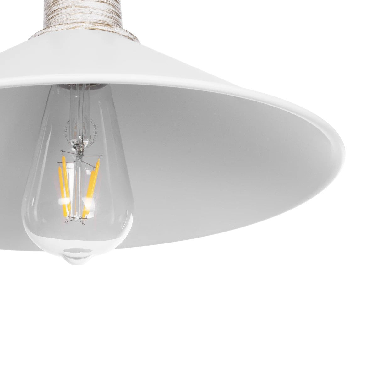GloboStar® FERRO 203-0083 Μοντέρνο Κρεμαστό Φωτιστικό Καμπάνα Μονόφωτο 1 x E27 IP20 Λευκό & Χρυσό Πλαστικό - Μ30 x Π30 x Υ15cm - ledmania.gr