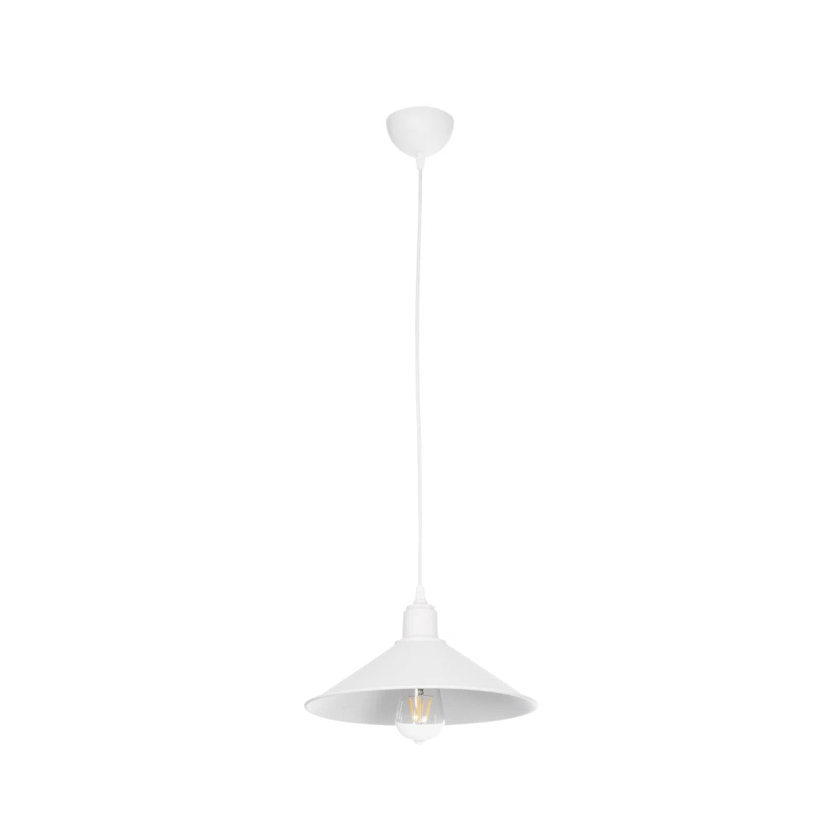 GloboStar® FERRO 203-0085 Μοντέρνο Κρεμαστό Φωτιστικό Καμπάνα Μονόφωτο 1 x E27 IP20 Λευκό Πλαστικό - Μ30 x Π30 x Υ15cm - ledmania.gr