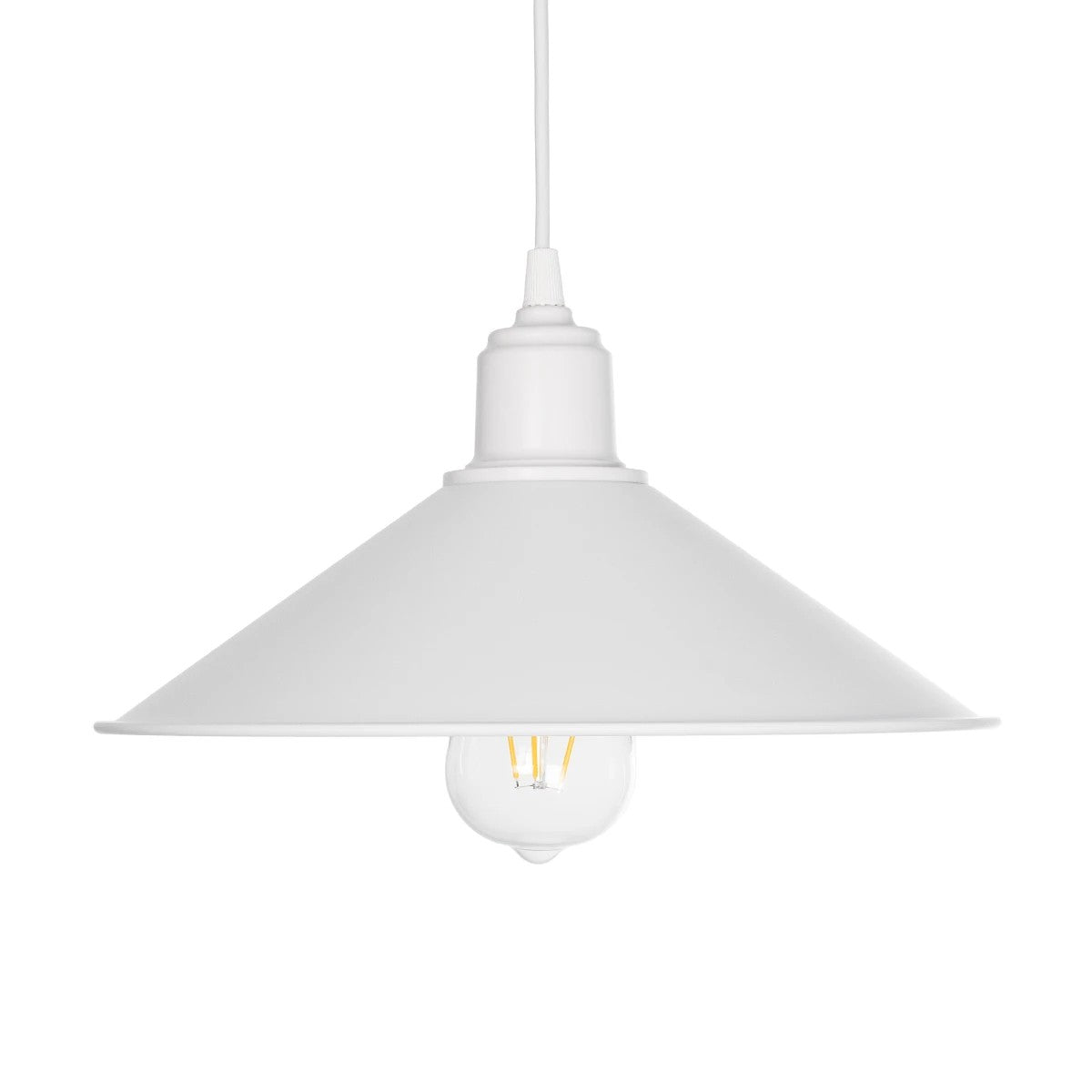 GloboStar® FERRO 203-0085 Μοντέρνο Κρεμαστό Φωτιστικό Καμπάνα Μονόφωτο 1 x E27 IP20 Λευκό Πλαστικό - Μ30 x Π30 x Υ15cm - ledmania.gr