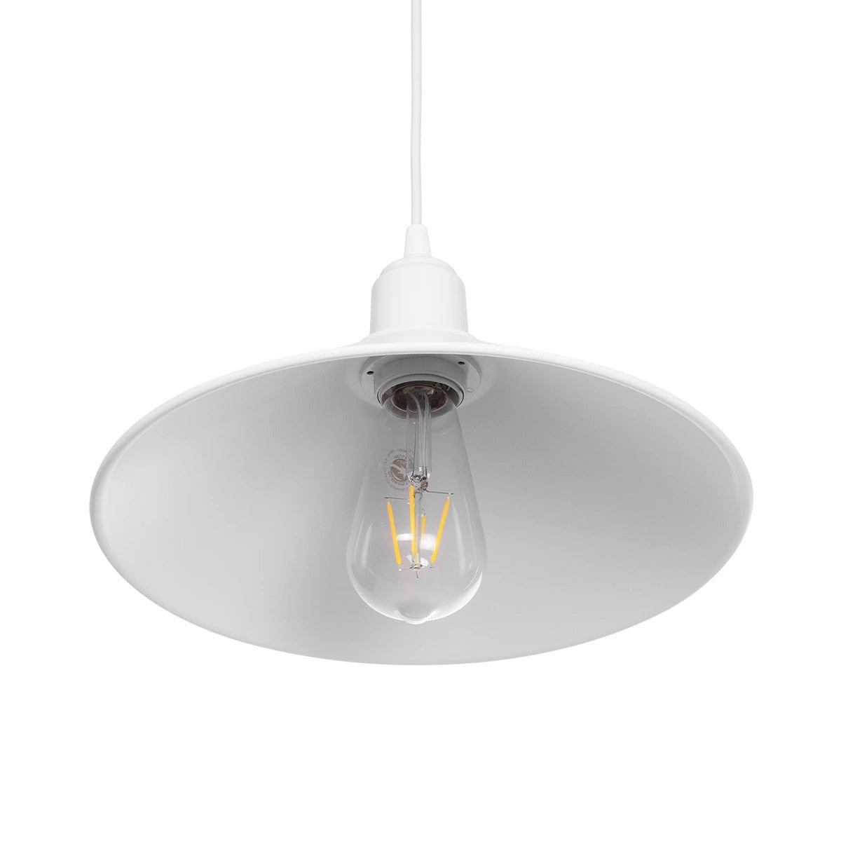 GloboStar® FERRO 203-0085 Μοντέρνο Κρεμαστό Φωτιστικό Καμπάνα Μονόφωτο 1 x E27 IP20 Λευκό Πλαστικό - Μ30 x Π30 x Υ15cm - ledmania.gr