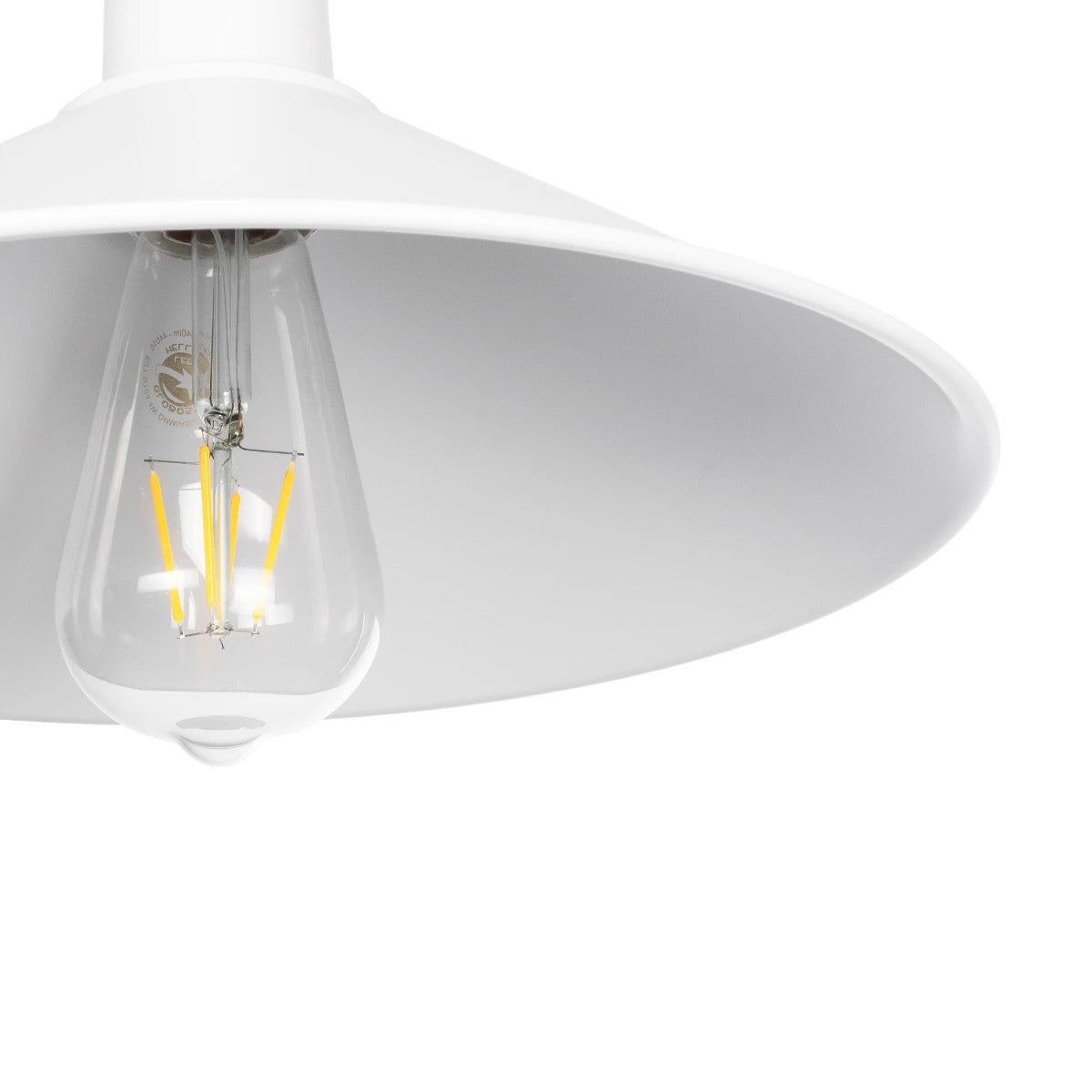 GloboStar® FERRO 203-0085 Μοντέρνο Κρεμαστό Φωτιστικό Καμπάνα Μονόφωτο 1 x E27 IP20 Λευκό Πλαστικό - Μ30 x Π30 x Υ15cm - ledmania.gr