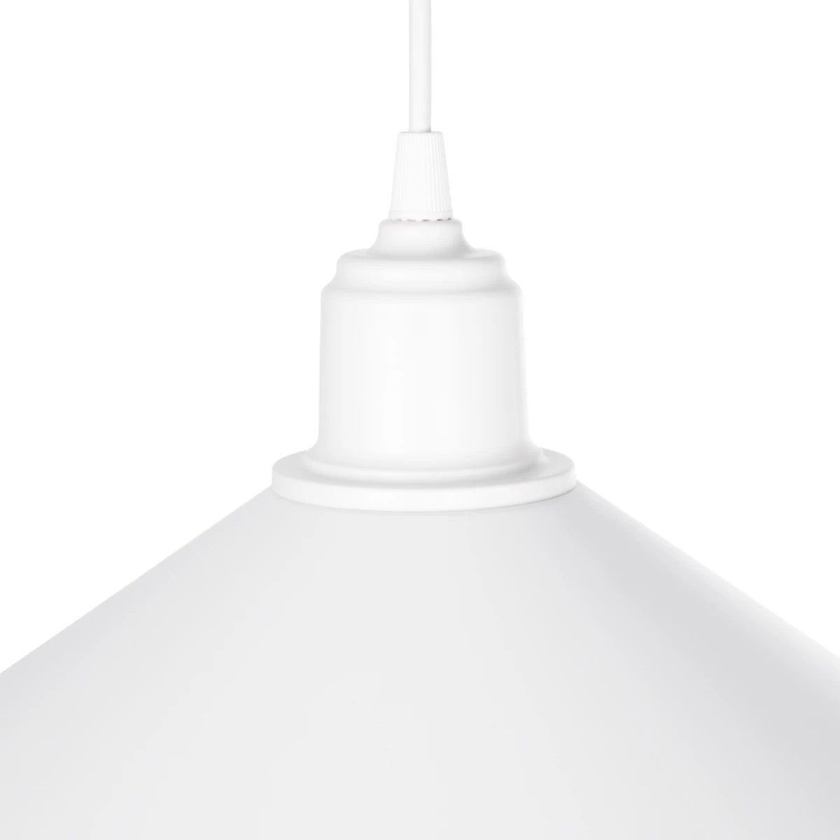 GloboStar® FERRO 203-0085 Μοντέρνο Κρεμαστό Φωτιστικό Καμπάνα Μονόφωτο 1 x E27 IP20 Λευκό Πλαστικό - Μ30 x Π30 x Υ15cm - ledmania.gr