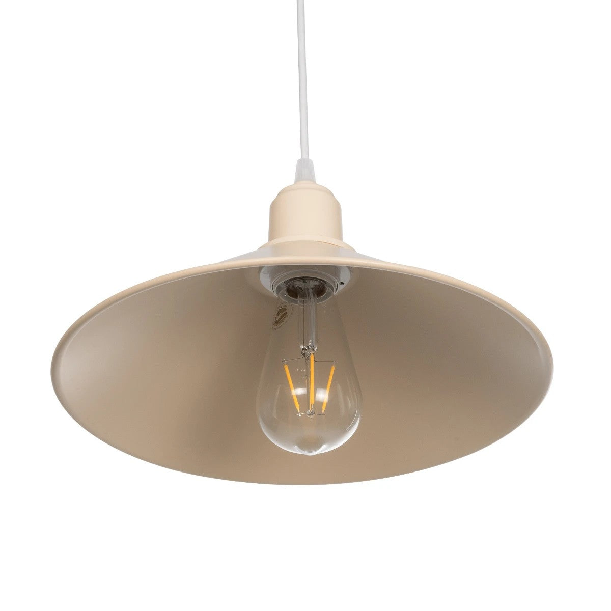 GLOBOSTAR® FERRO 203-0086 Μοντέρνο Κρεμαστό Φωτιστικό Οροφής με Ντουί 1 x E27 AC 220-240V IP20 - Μπεζ - Μ30 x Π30 x Υ15cm - ledmania.gr