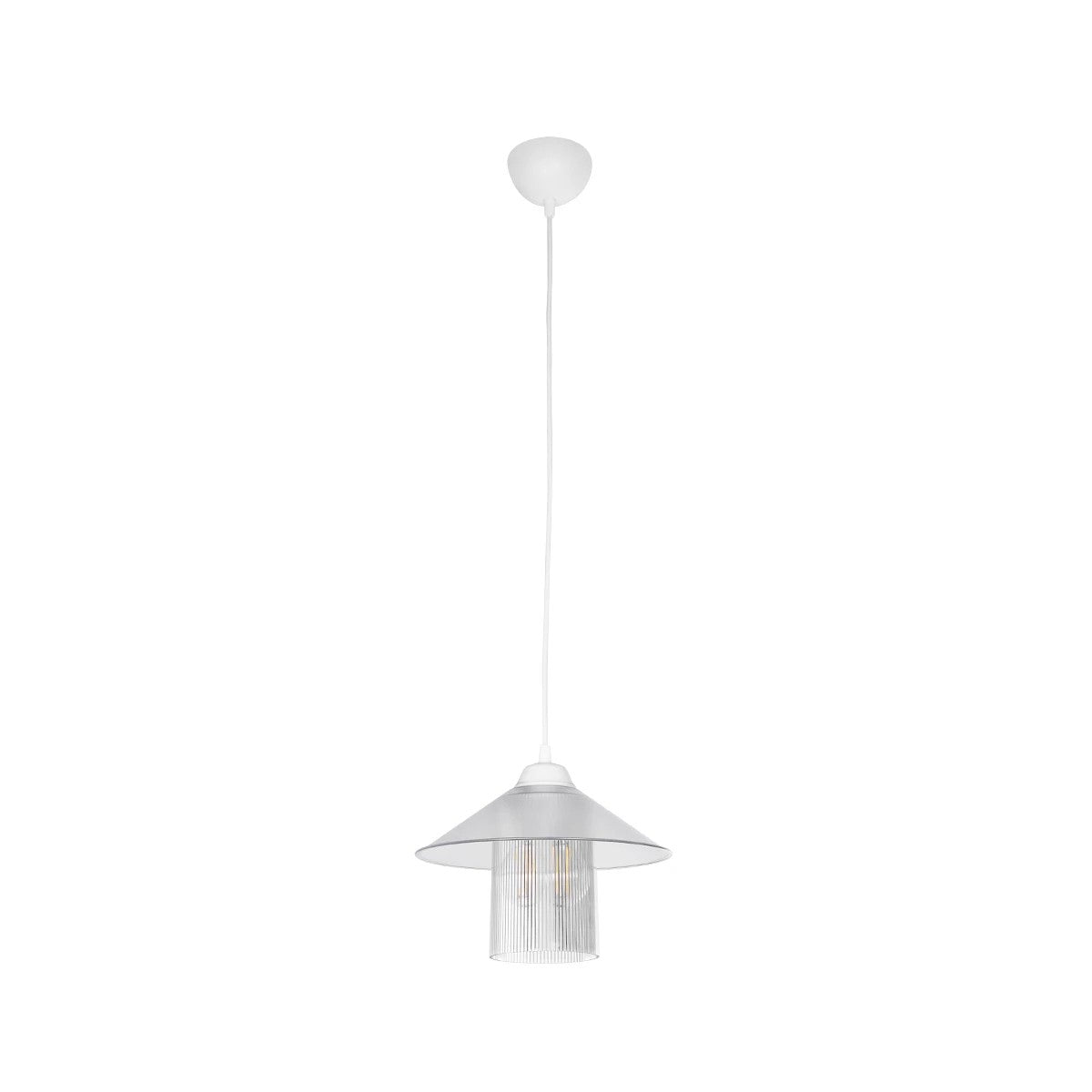 GloboStar® PROMO 203-0088 Μοντέρνο Κρεμαστό Φωτιστικό Καμπάνα Μονόφωτο 1 x E27 IP20 Λευκό Πλαστικό - Μ25.5 x Π25.5 x Υ20cm - ledmania.gr