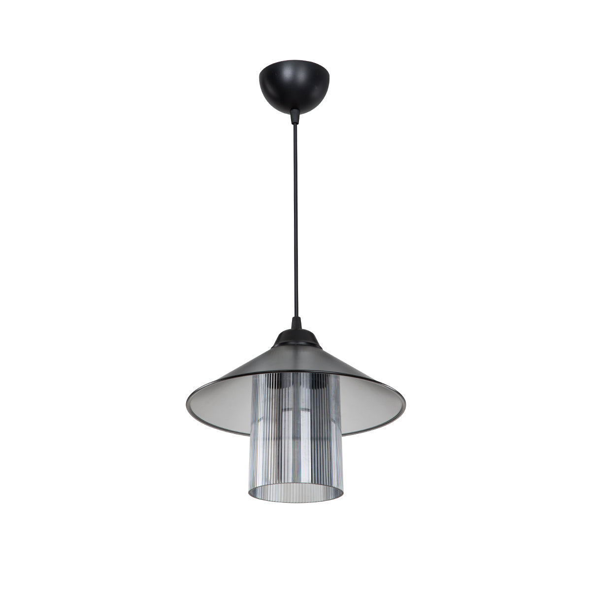 GloboStar® Promo 203-0089 Μοντέρνο Κρεμαστό Φωτιστικό Καμπάνα Μονόφωτο 1 x E27 IP20 Μαύρο Πλαστικό - Μ25.5 x Π25.5 x Υ90cm - ledmania.gr