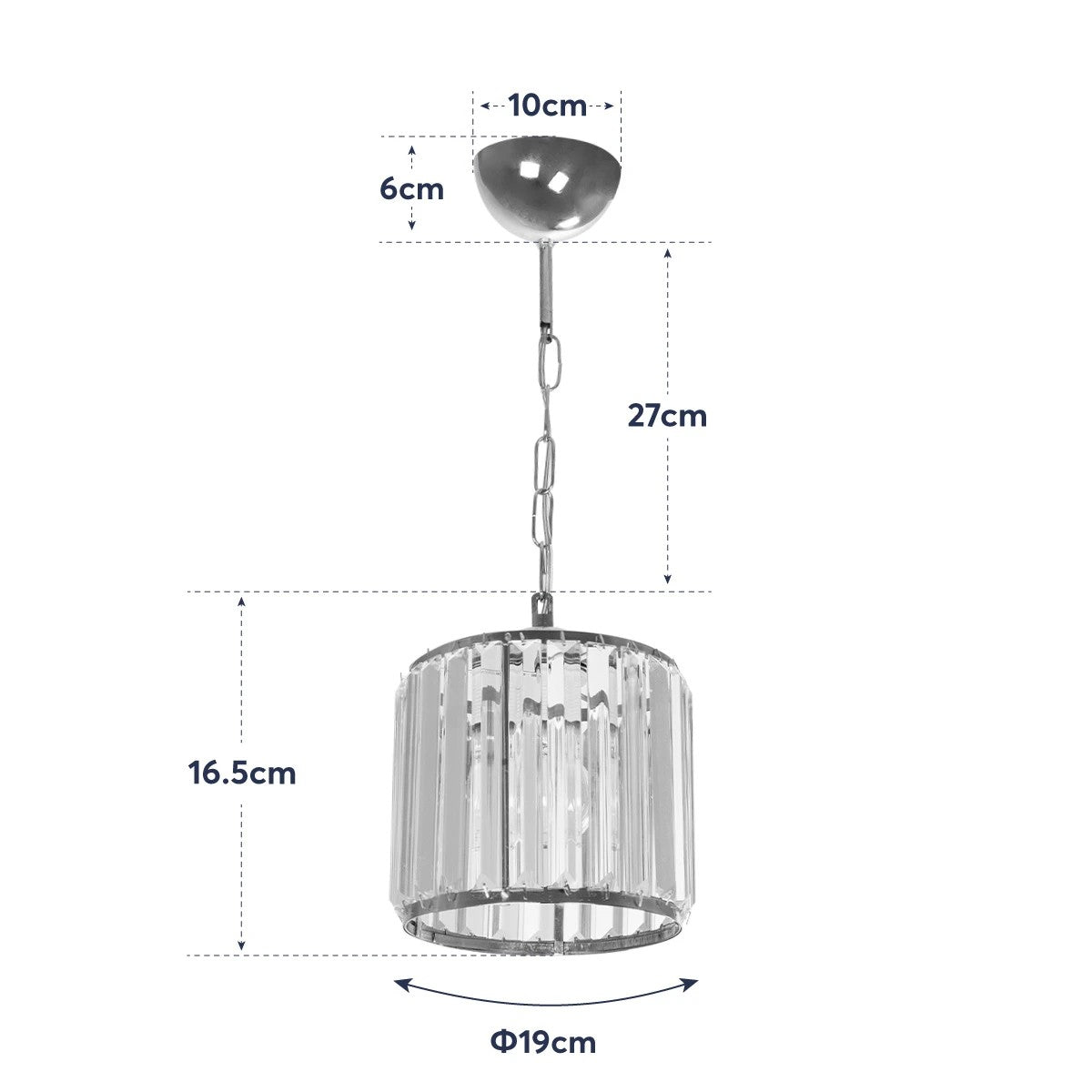 GLOBOSTAR® GLAMOROUS 203-0093 Κλασικό Κρεμαστό Φωτιστικό Οροφής με Ντουί 1 x E27 AC 220-240V IP20 - Χρυσό & Διάφανο - Μ19 x Π19 x Υ16.5cm