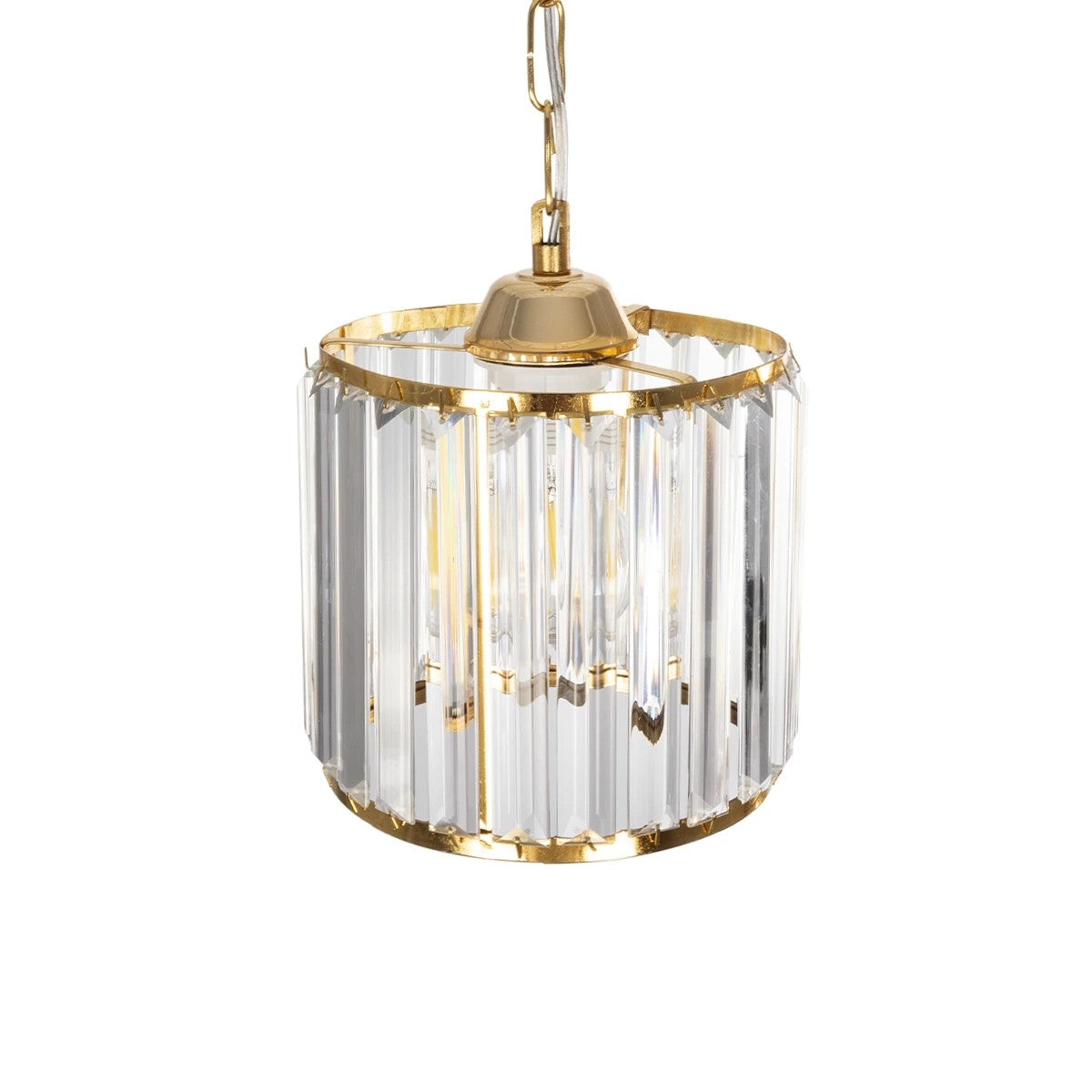 GLOBOSTAR® GLAMOROUS 203-0093 Κλασικό Κρεμαστό Φωτιστικό Οροφής με Ντουί 1 x E27 AC 220-240V IP20 - Χρυσό & Διάφανο - Μ19 x Π19 x Υ16.5cm