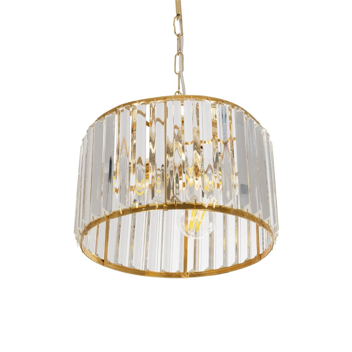 GLOBOSTAR® GLAMOROUS 203-0094 Κλασικό Κρεμαστό Φωτιστικό Οροφής με Ντουί 3 x E27 AC 220-240V IP20 - Χρυσό & Διάφανο - Μ28 x Π28 x Υ21.5cm - ledmania.gr
