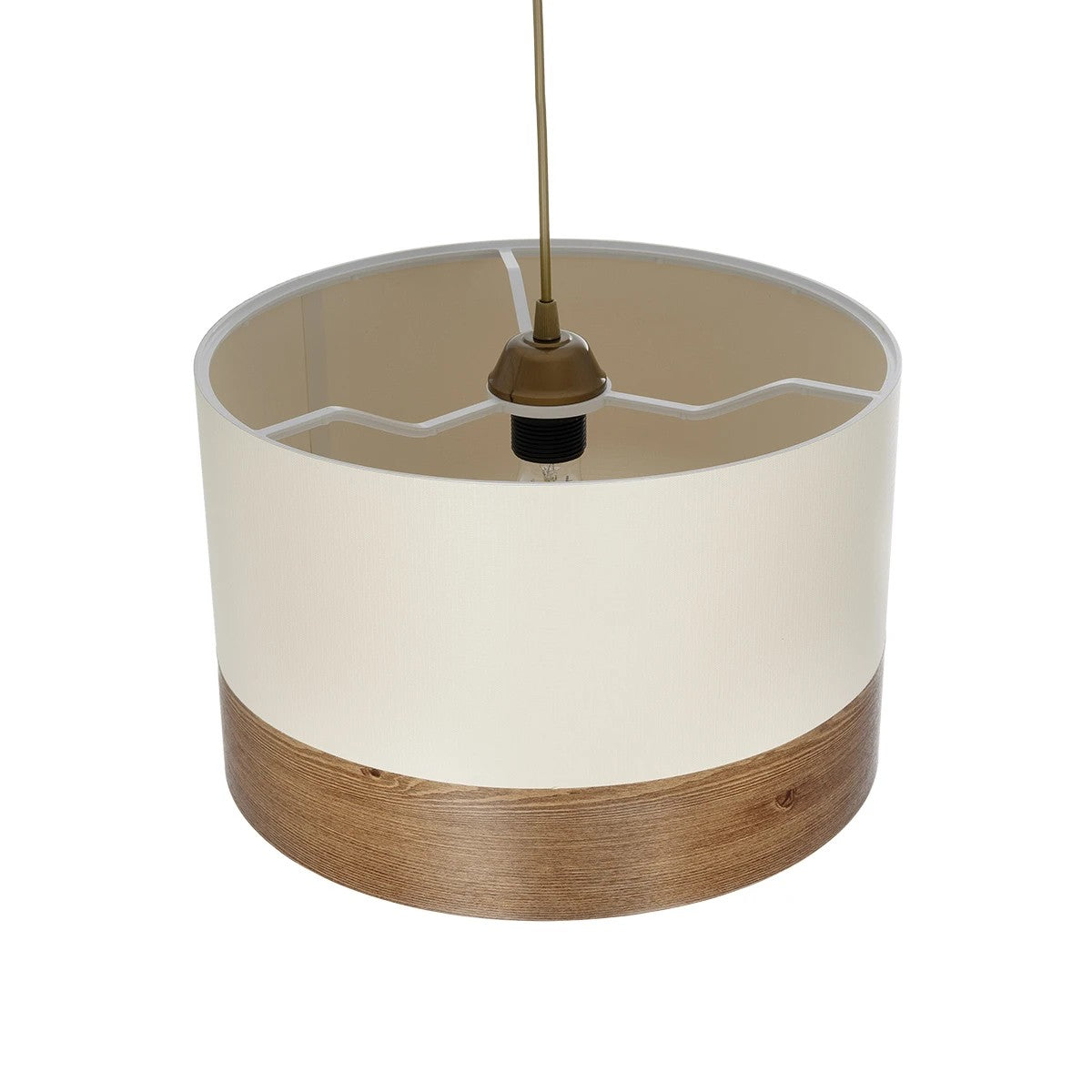 GLOBOSTAR® ZYKLUS 203-0103 Μοντέρνο Κρεμαστό Φωτιστικό Οροφής με Ντουί 1 x E27 AC 220-240V IP20 - Μπεζ & Καφέ - Μ36 x Π36 x Υ25cm - ledmania.gr