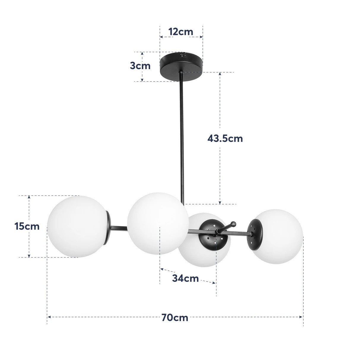 GLOBOSTAR® GLOBUS 203-0104 Μοντέρνο Φωτιστικό Οροφής με Ντουί 4 x E27 AC 220-240V IP20 - Λευκό & Μαύρο - Μ70 x Π34 x Υ15cm