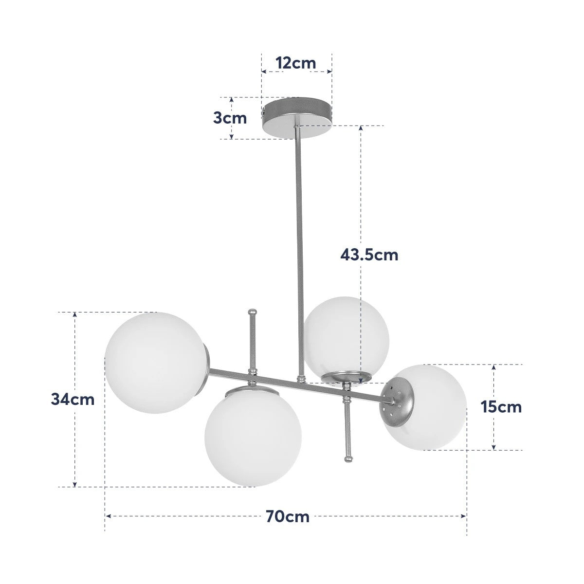 GLOBOSTAR® GLOBUS 203-0105 Μοντέρνο Φωτιστικό Οροφής με Ντουί 4 x E27 AC 220-240V IP20 - Λευκό & Χρυσό - Μ70 x Π15 x Υ34cm - ledmania.gr