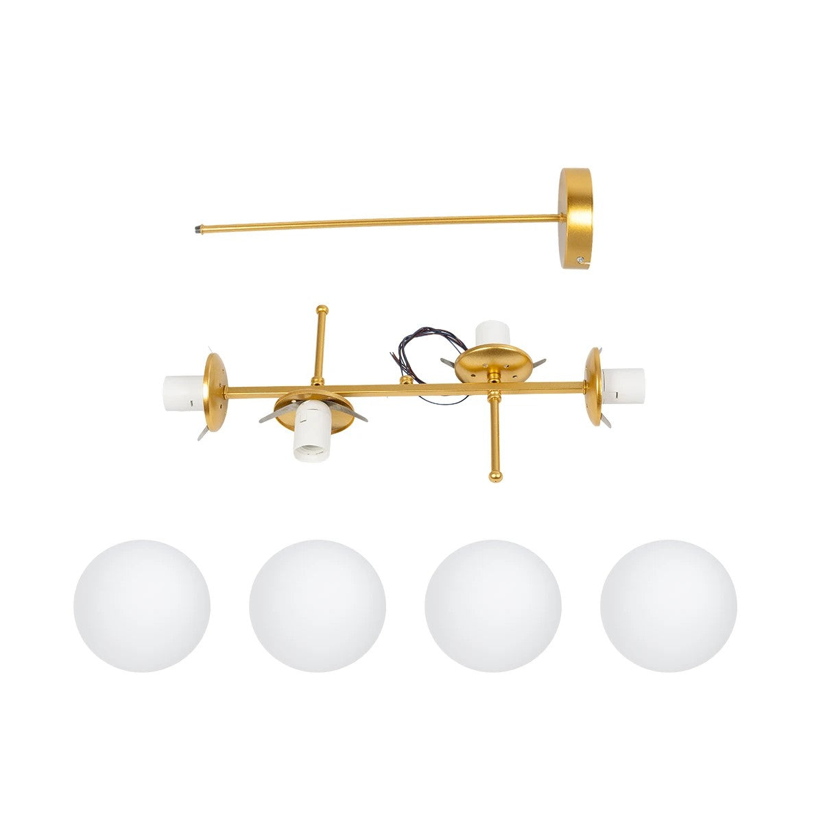 GLOBOSTAR® GLOBUS 203-0105 Μοντέρνο Φωτιστικό Οροφής με Ντουί 4 x E27 AC 220-240V IP20 - Λευκό & Χρυσό - Μ70 x Π15 x Υ34cm - ledmania.gr