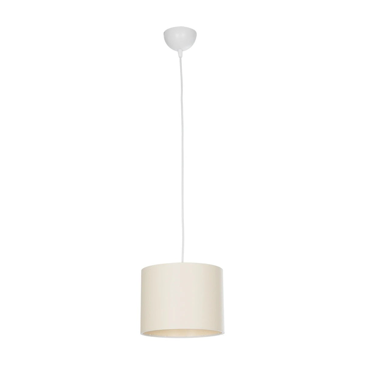 GloboStar® BLAZE 203-0106 Μοντέρνο Κρεμαστό Φωτιστικό Καπέλο Μονόφωτο 1 x E27 IP20 Μπεζ Ύφασμα - Μ22 x Π22 x Υ20cm - ledmania.gr